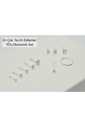 Set 925 Ayar Gümüş ( 10'lu Ekonomik Paket ) Zirkon Taşlı Hızma I