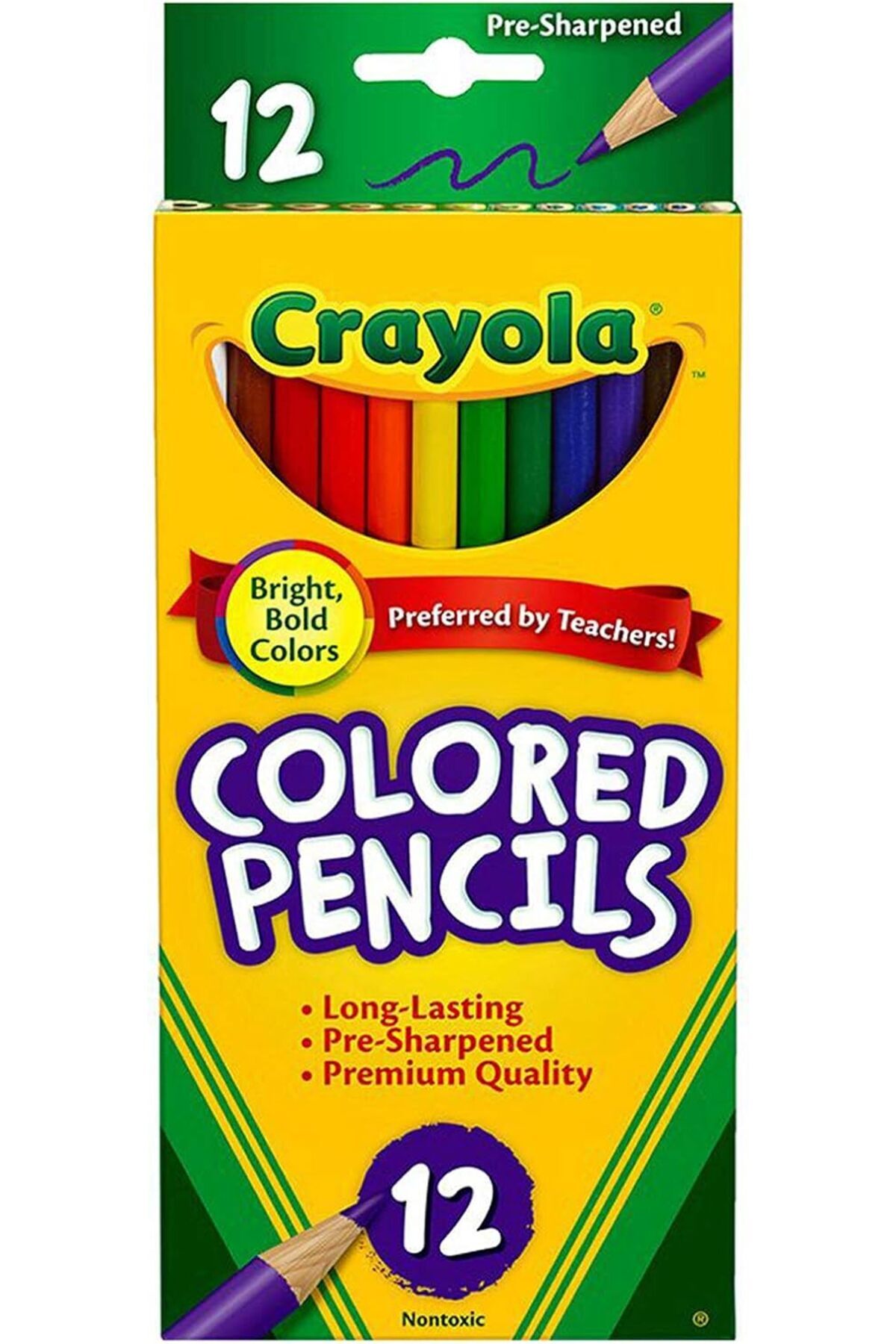 Crayola-أقلام رصاص ملونة طويلة من كرايولا 68-4012، 12 قطعة 1