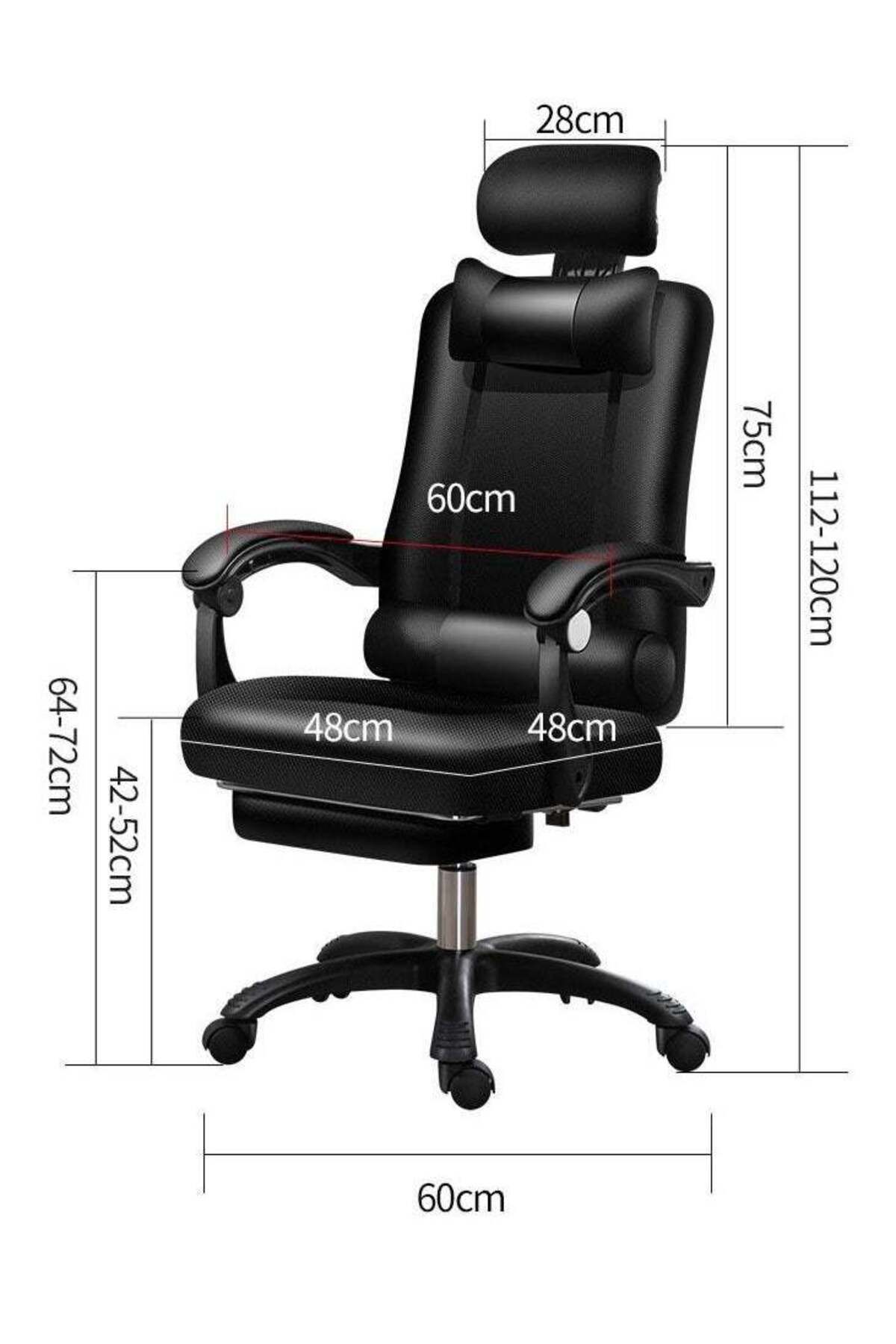 COOYA-Reclinable Computer Office Chair, with retractable footrest and Reclining Function, for home, balck 6