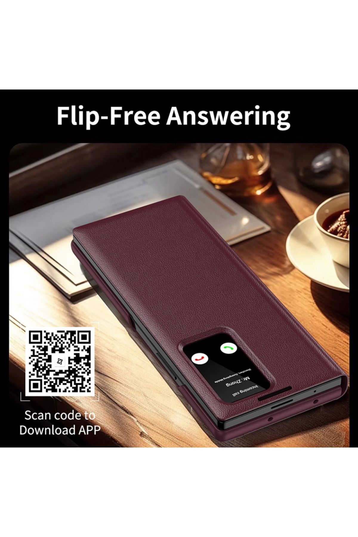 SKYDDAR INNOVATION-Case for Samsung Galaxy Z Fold3 5G, with wallet and SmartView, Premium, sticker set, Red 6
