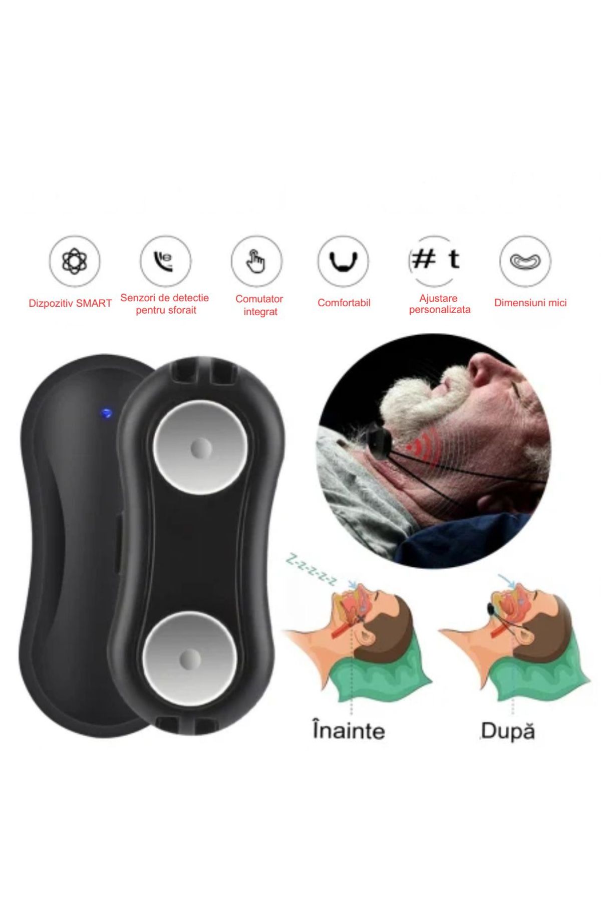 CLAUSTEEL-Dispozitiv anti-sforăit, EMS, detectare automată, microcurenți, baterie, somn mai bun 2