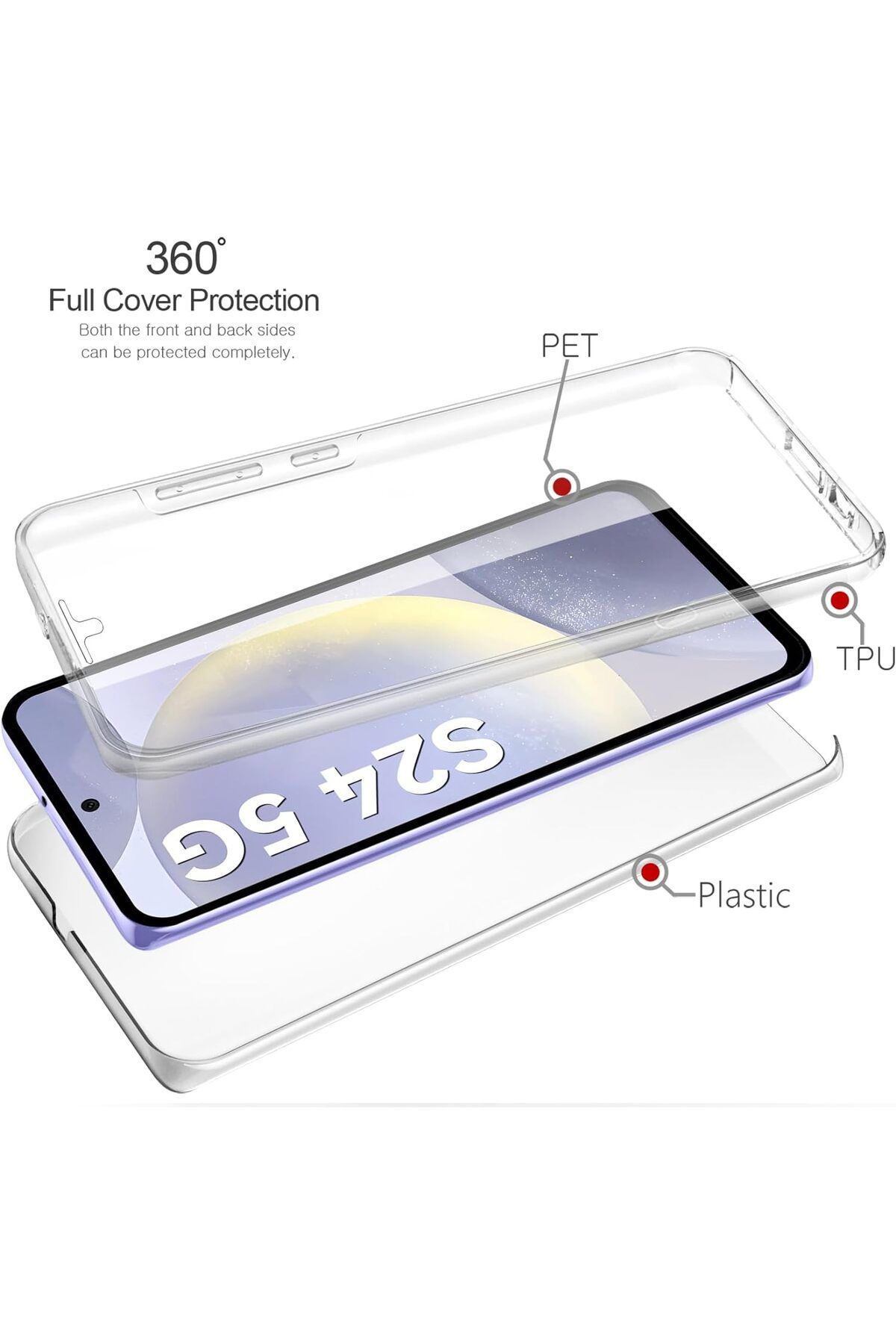 ALC MOBILE-360 case, compatible with Samsung Galaxy S24, V2 Transparent front+back 6