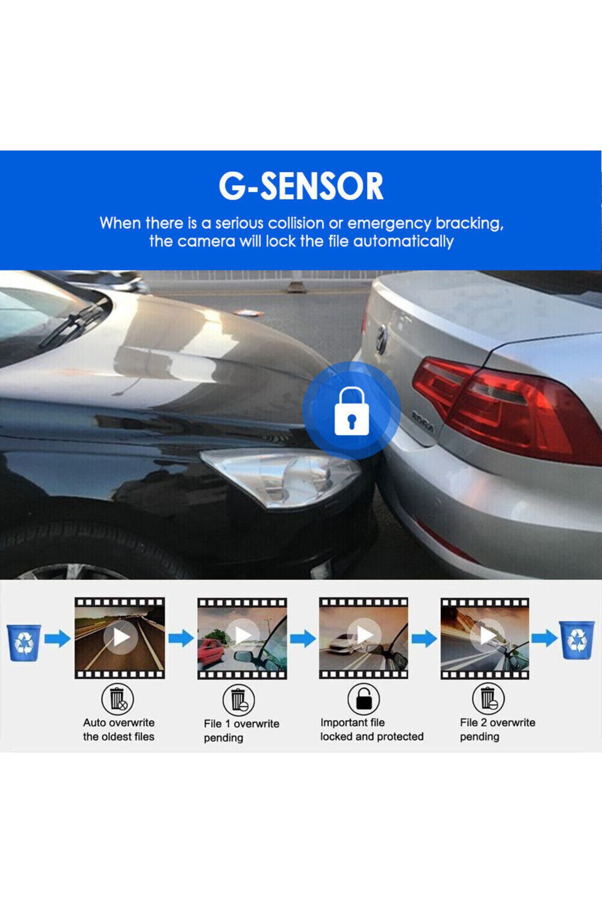 CLAUSTEEL-2in1 Dash Cam 1440P, Dual Lens, Wide 170°, WiFi, Night Vision, Loop, 3.16" LCD 7