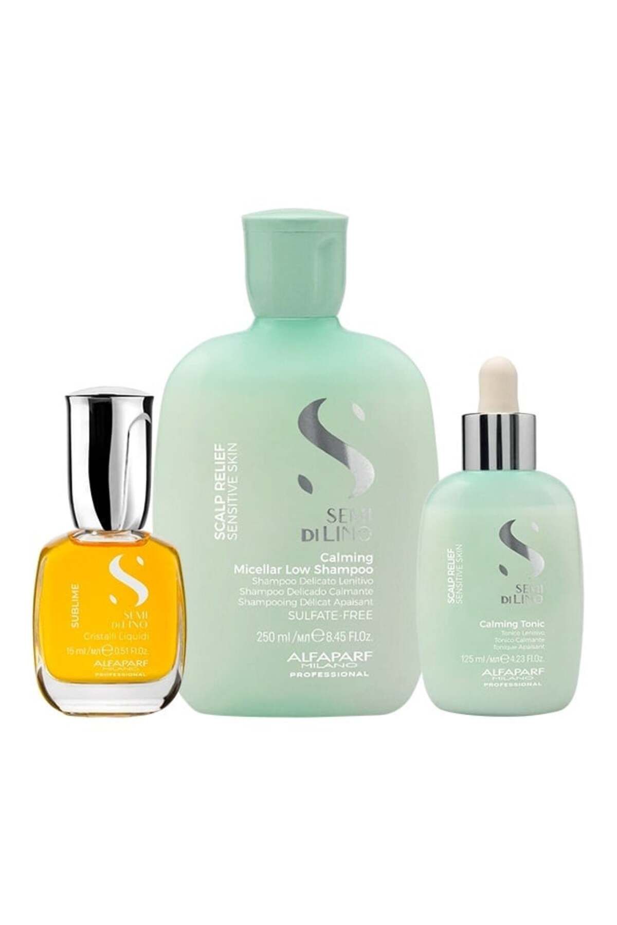 Alfaparf Milano-Set Scalp Sensibil Alfaparf Milano Șampon Calmant 250ml + Tonic Calmant 125 ml + Ulei Cristalli 15ml 3