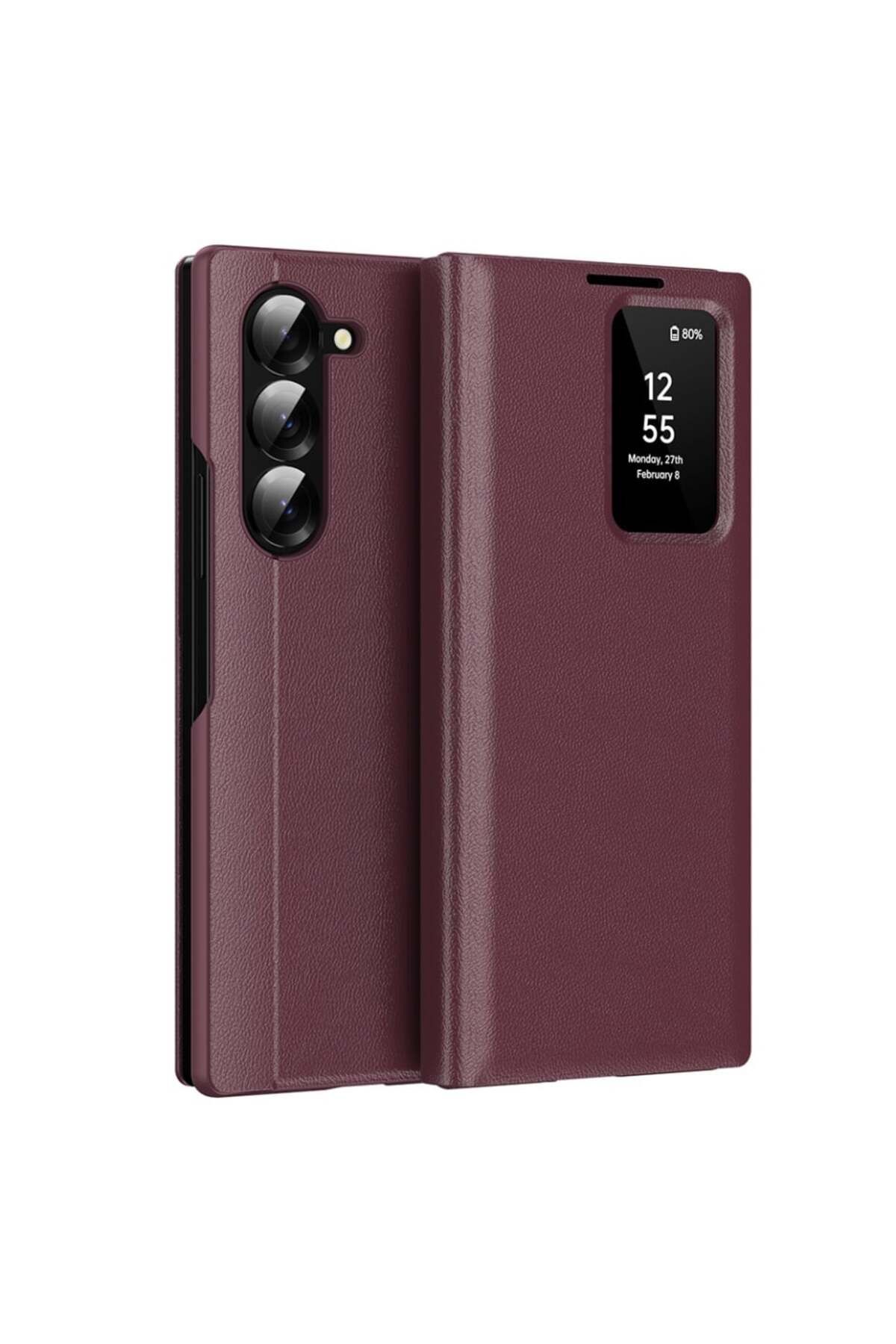 SKYDDAR INNOVATION-Case for Samsung Galaxy Z Fold5, with wallet and SmartView, Premium, sticker set, Red 1