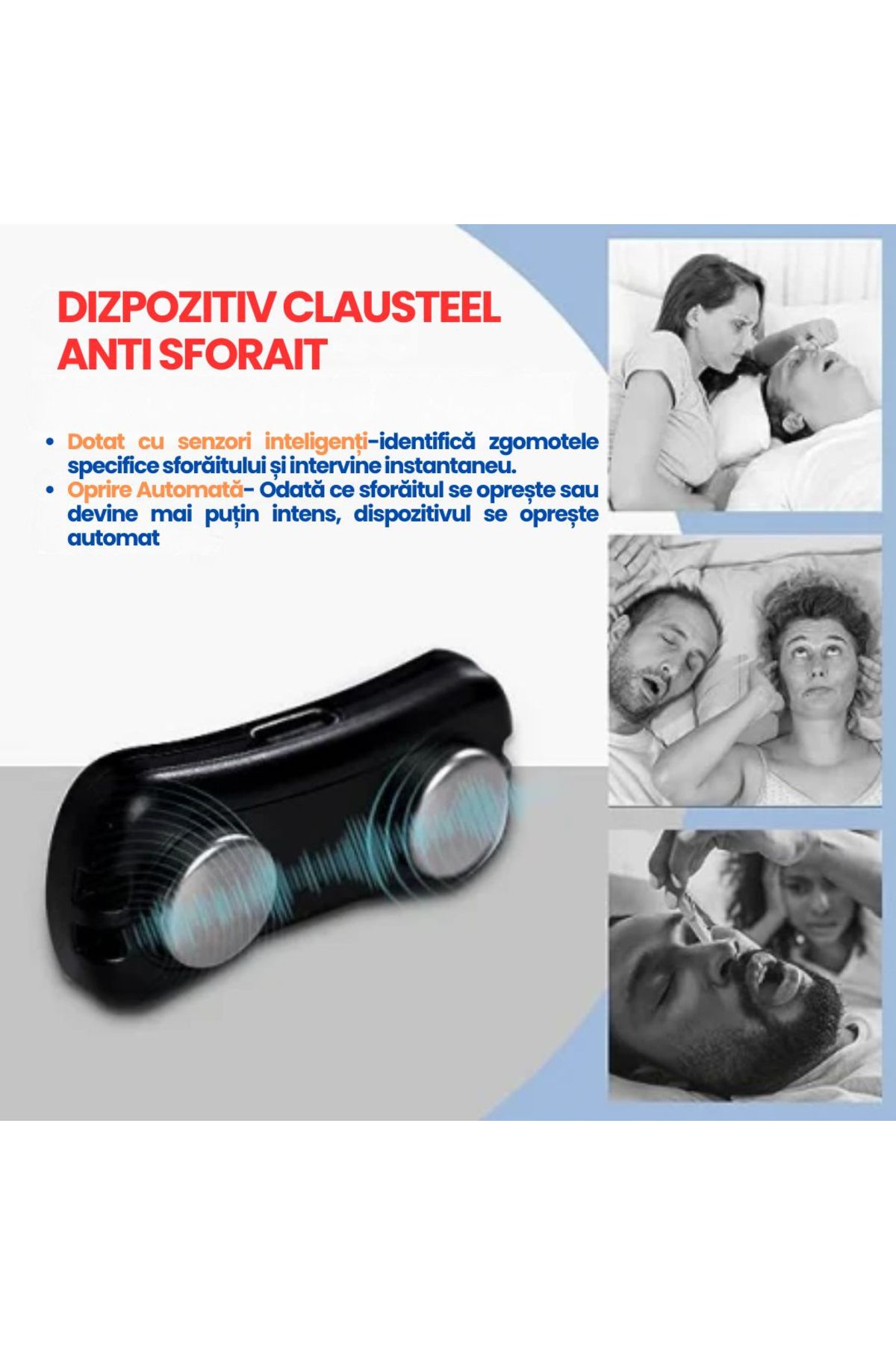 CLAUSTEEL-Dispozitiv anti-sforăit, EMS, detectare automată, microcurenți, baterie, somn mai bun 5