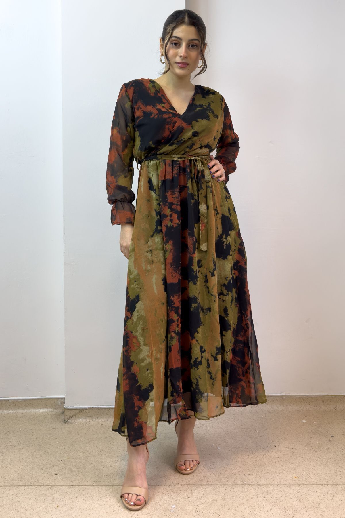 thezkscom-Patterned Chiffon Dress 1