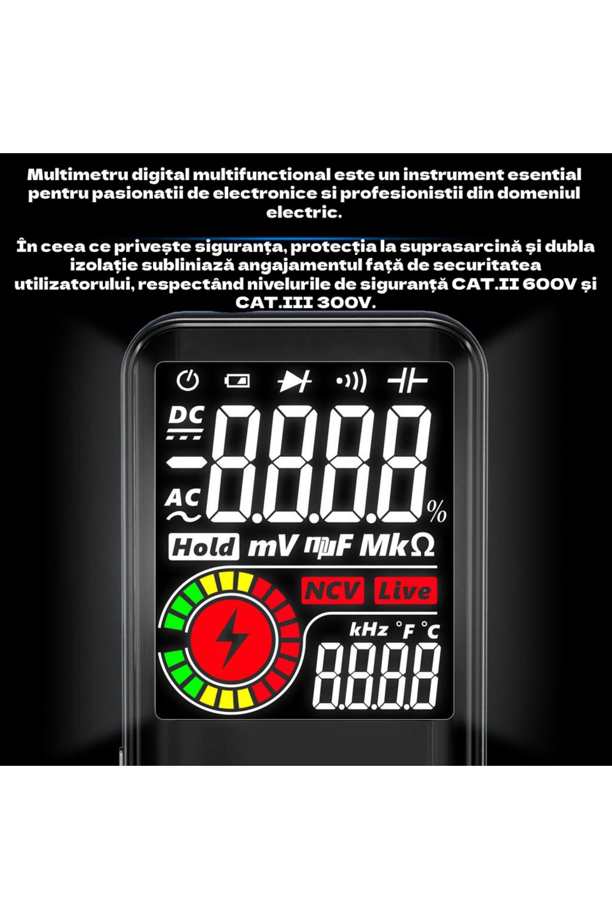 CLAUSTEEL-BSIDE Multifunctional Digital Multimeter, LIVE Wire Detection Measurement Functions 10