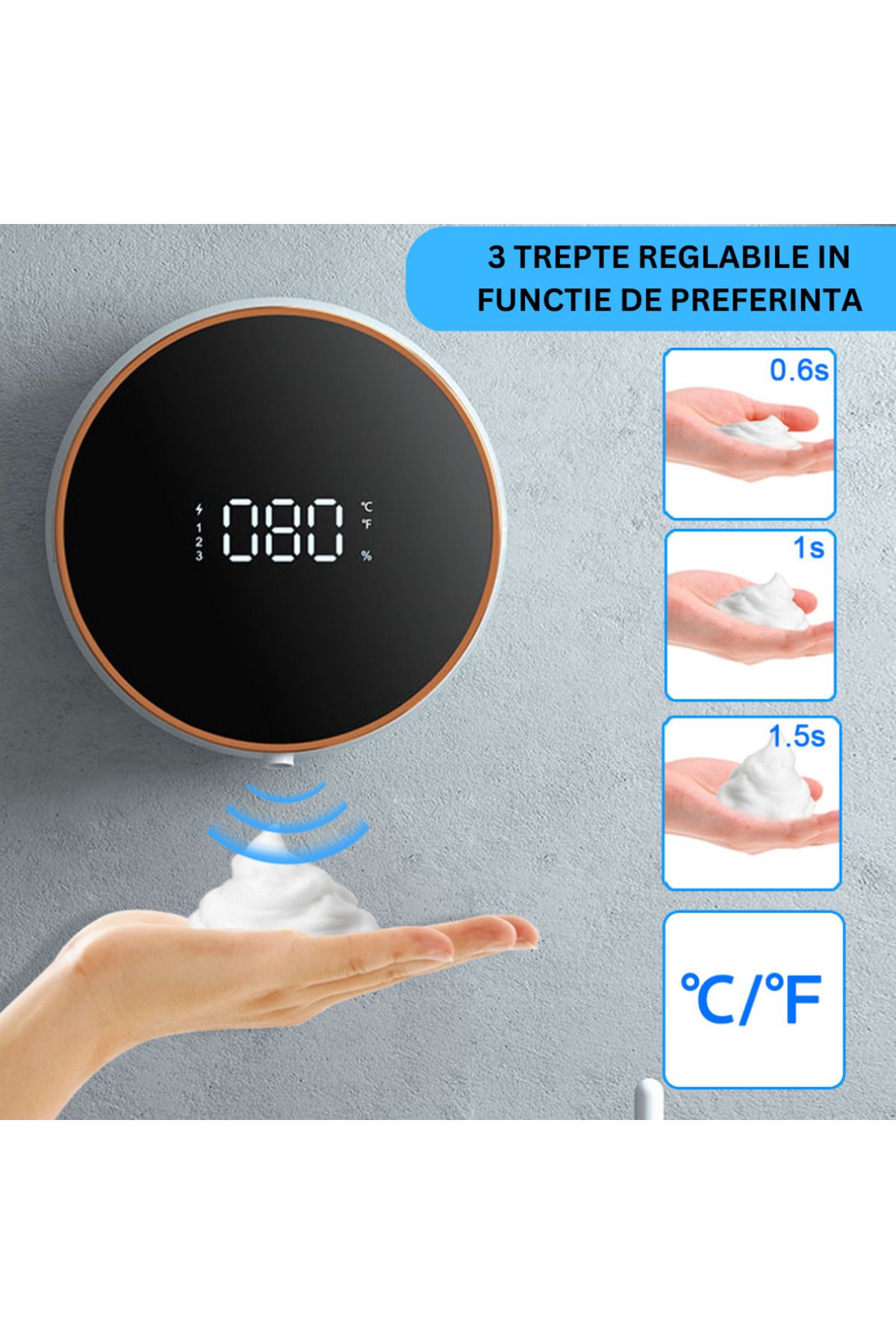 CLAUSTEEL-Auto Foam Dispenser, Touch Sensor, LED Display, Battery & Foam Level Indicator 4