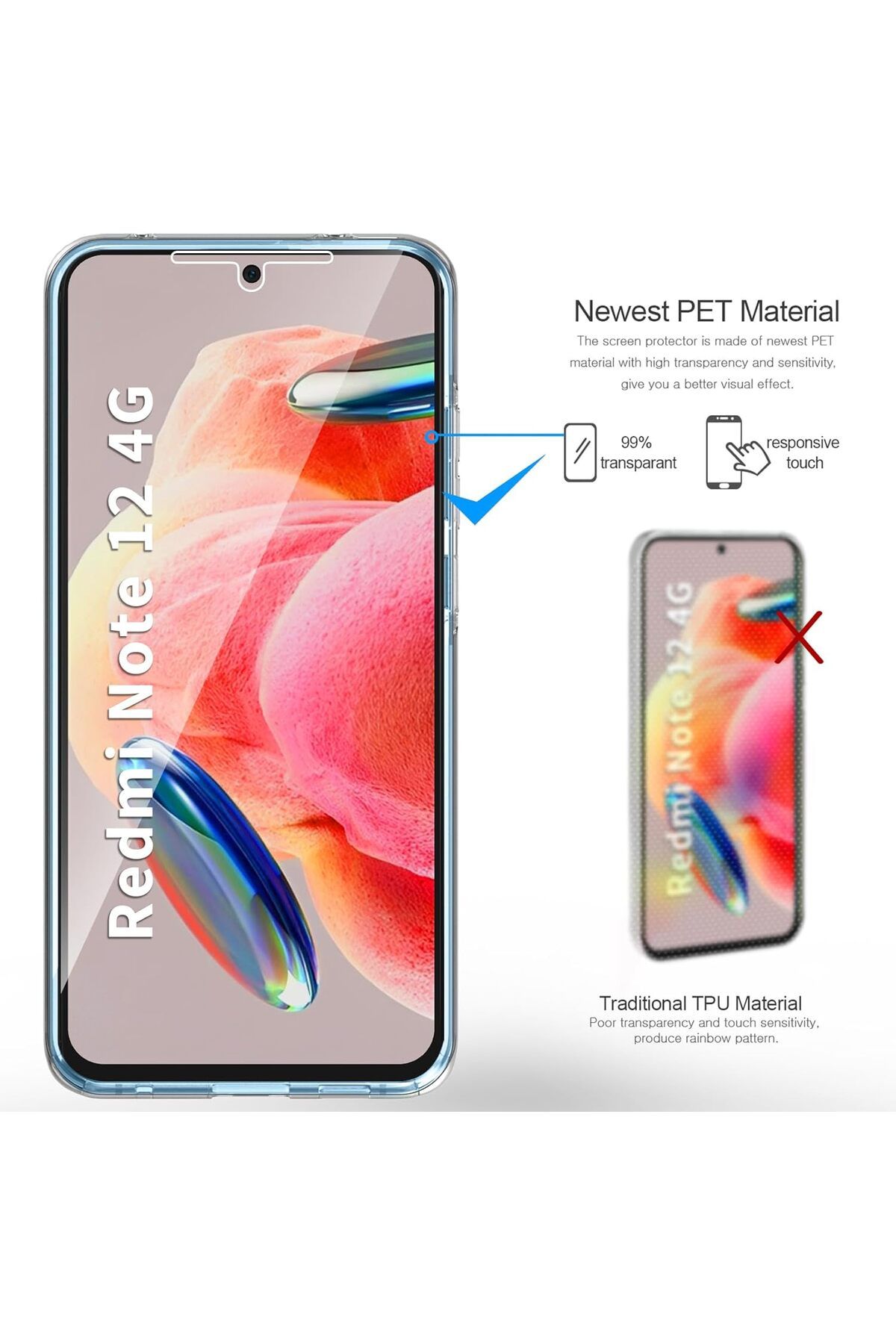 ALC MOBILE-360 case compatible with Xiaomi Redmi Note 12 4G - V2 Transparent front and back 3