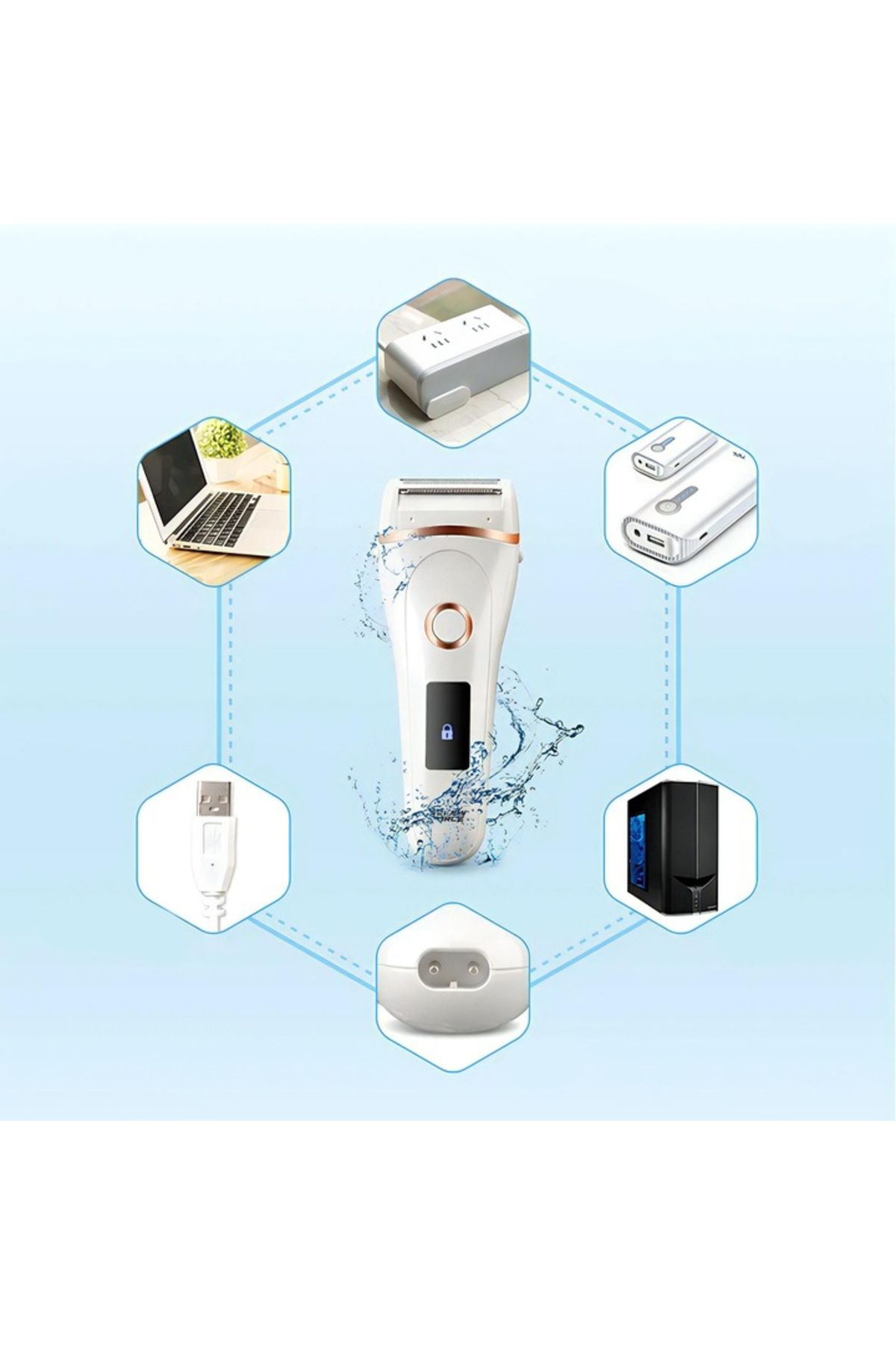 Renew Force-Force Wet and Dry Epilator, 3 Cutting Mechanisms in One Head, LCD Display, Lock Function 7