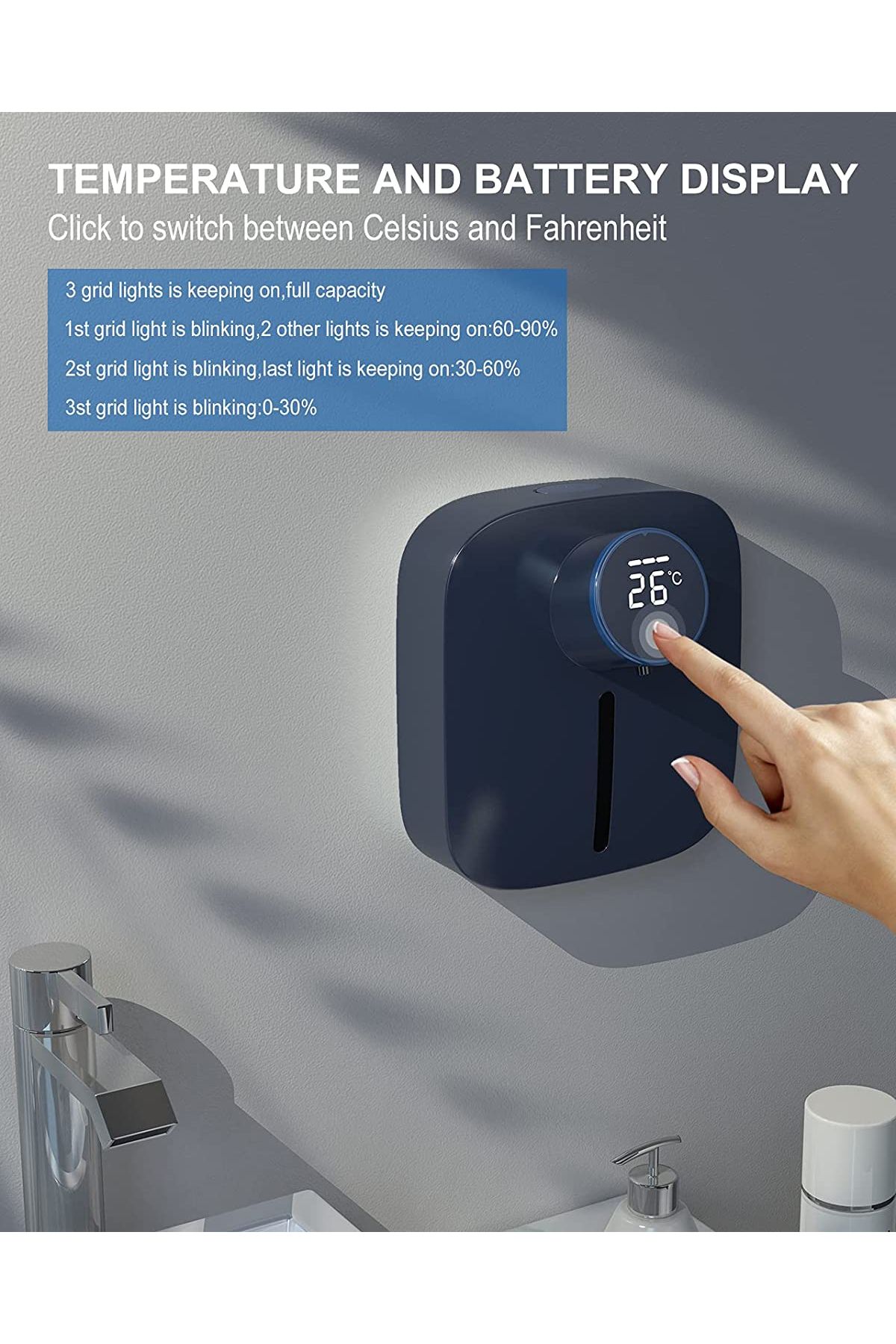CLAUSTEEL-Auto Dispenser X101, Touch Sensor, Foam Soap/Disinfectant, LED Temp & Foam Level Display 6