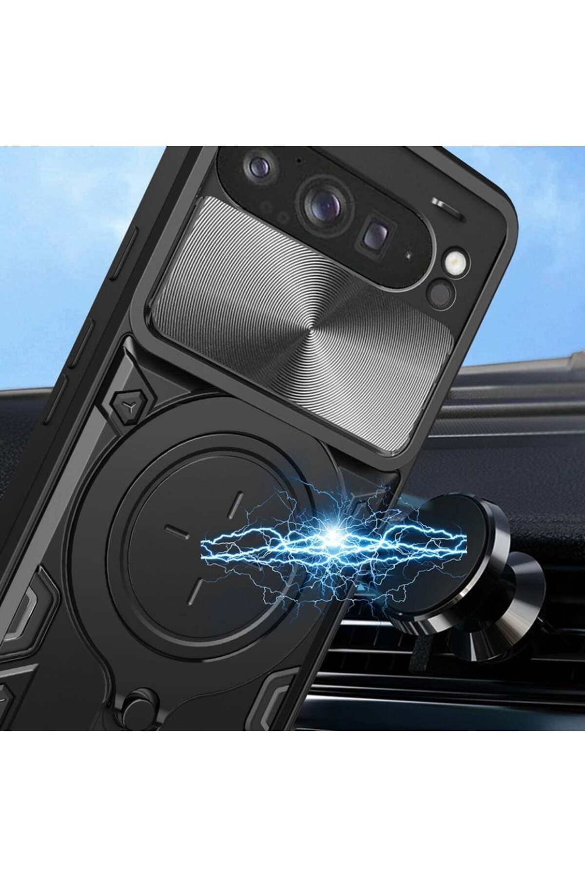 SKYDDAR INNOVATION-Husă pentru Google Pixel 9 Pro XL, CamGuard Pro, inel magnetic, protecție cameră, set autocolante, auriu roz 5