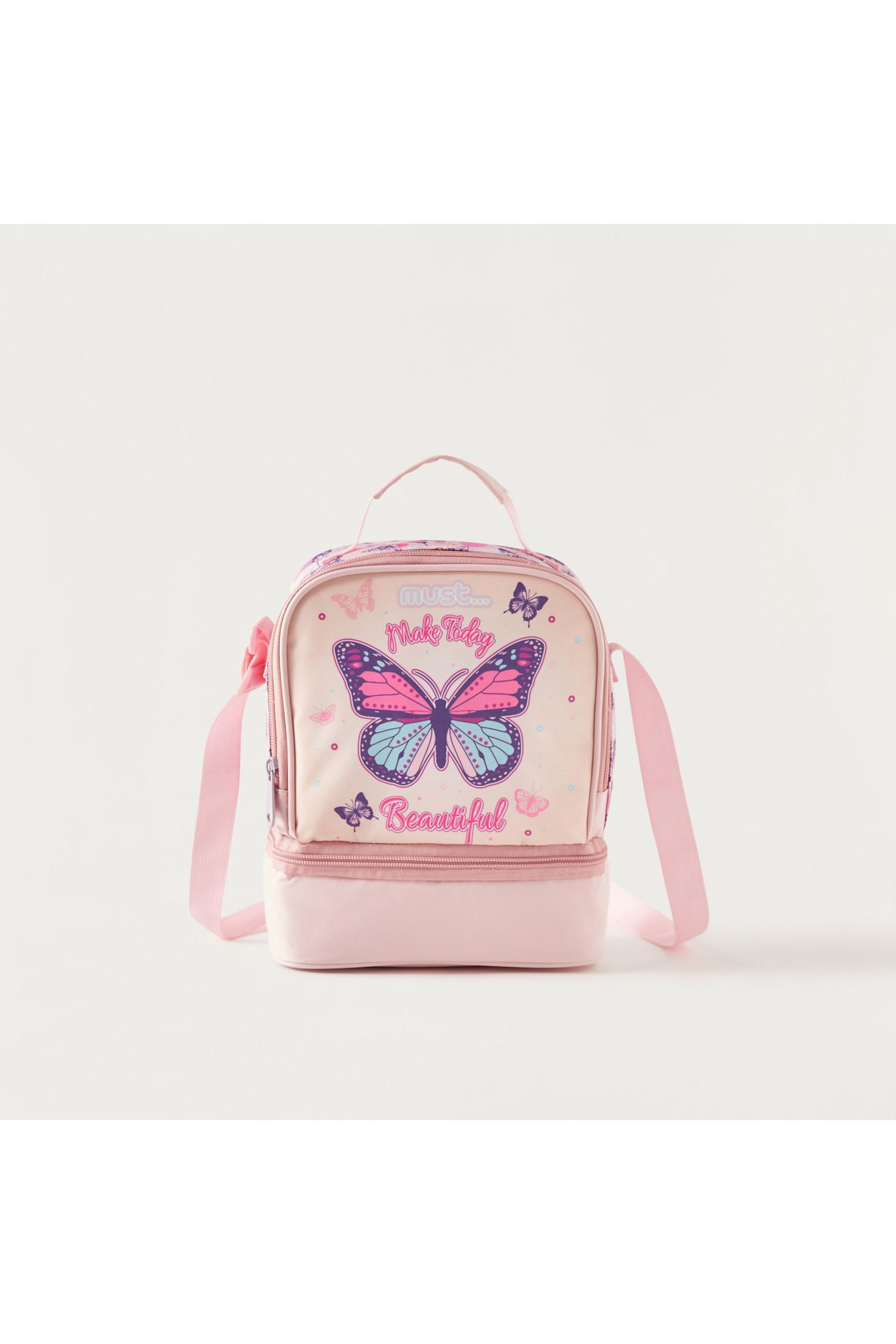 MUST-Butterfly Print Lunch Bag with Adjustable Strap and Top Handle 1