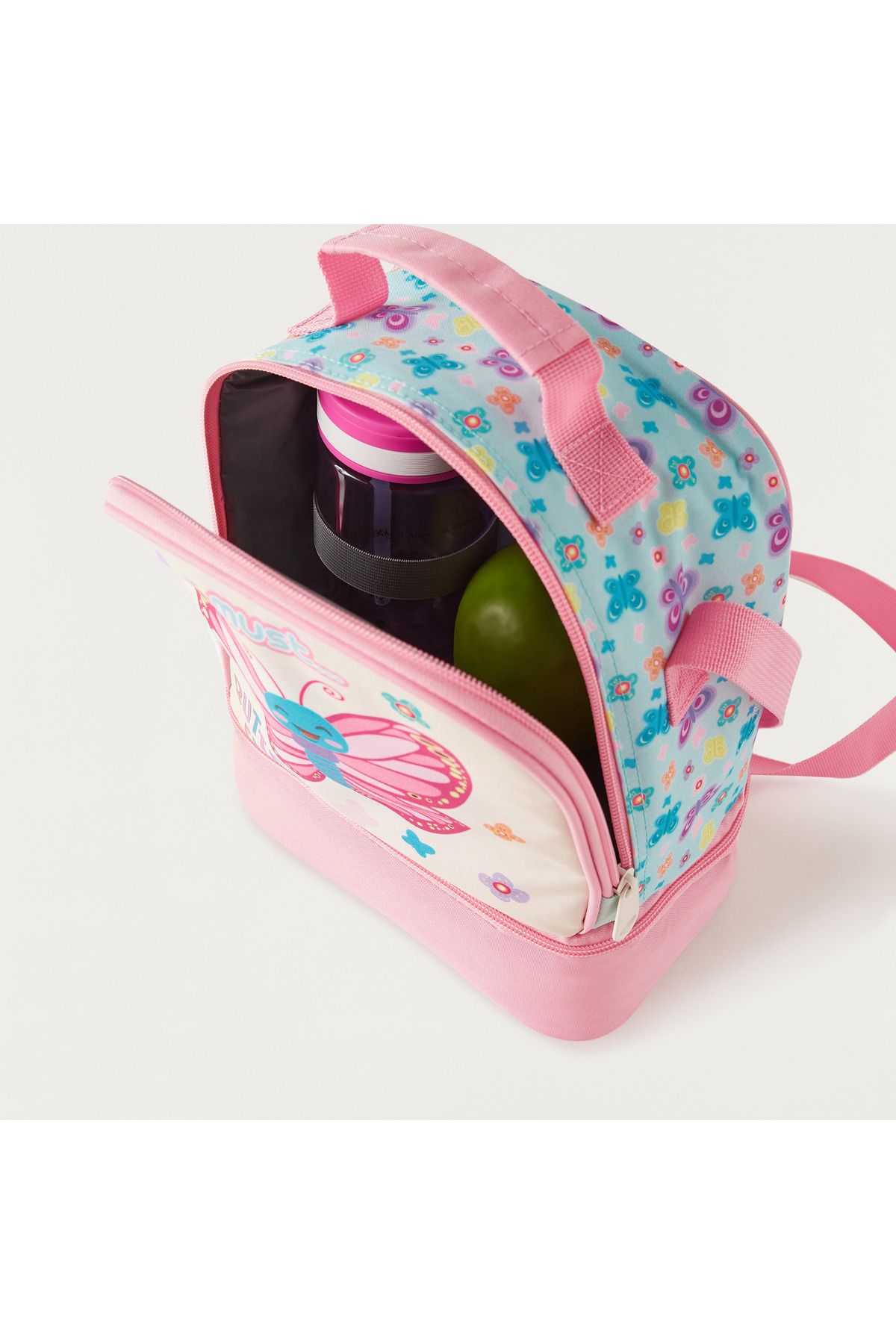 MUST-Butterfly Print Lunch Bag with Adjustable Strap and Zip Closure 5