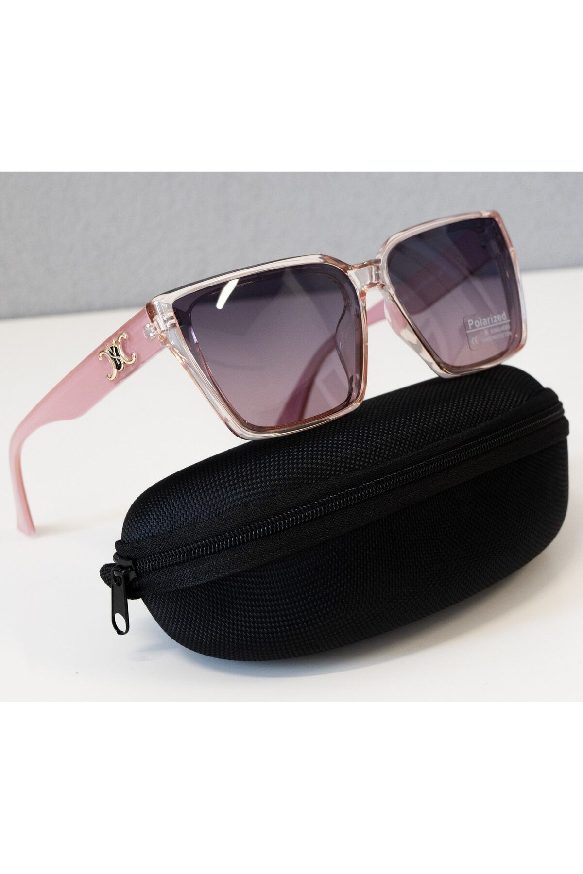 PARUNIV-Ochelari de soare polarizați pentru femei, protecție UV400, lentile cu gradient, ornament auriu și negru, stil elegant/elegant. 4