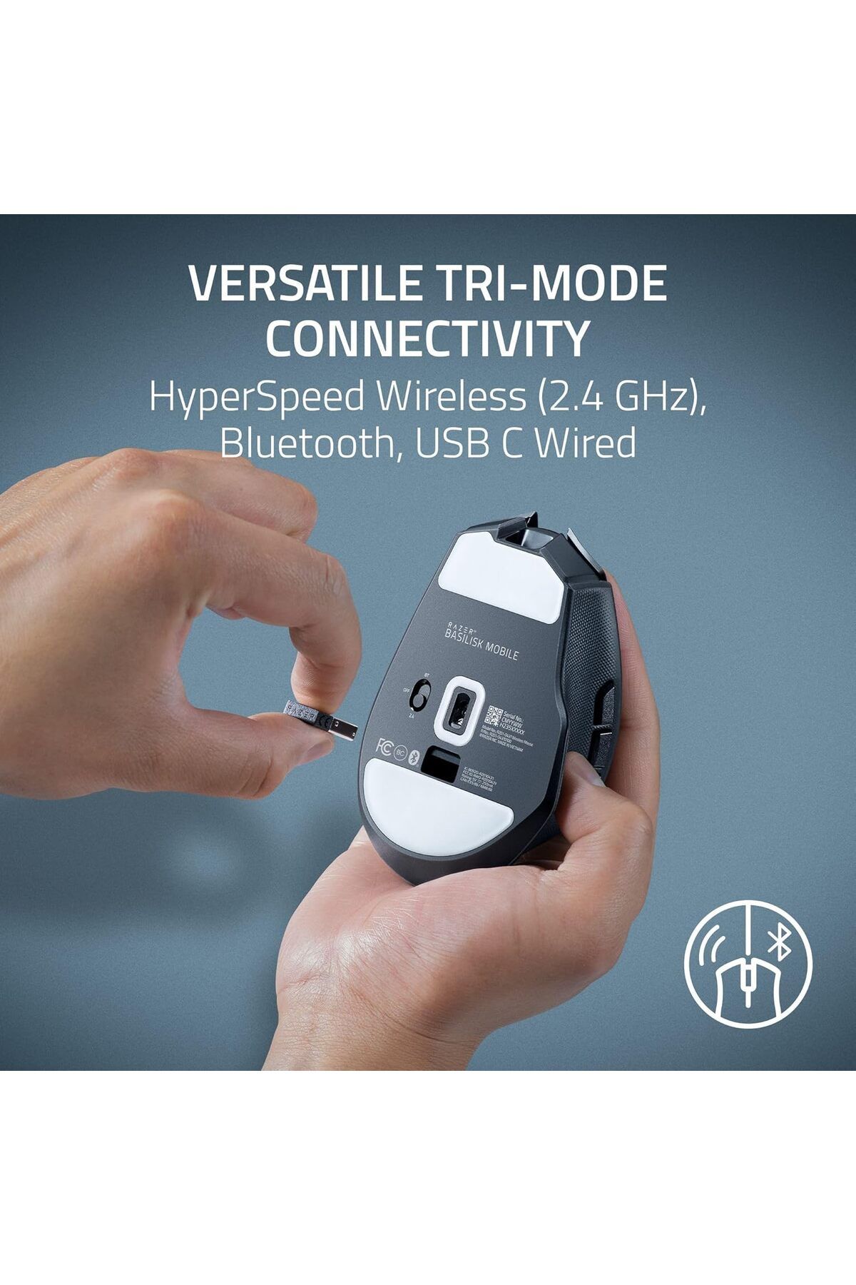 RAZER-Basilisk Mobile Portable Ergonomic Wireless Gaming Mouse: 10 Programmable Controls HyperScroll 3