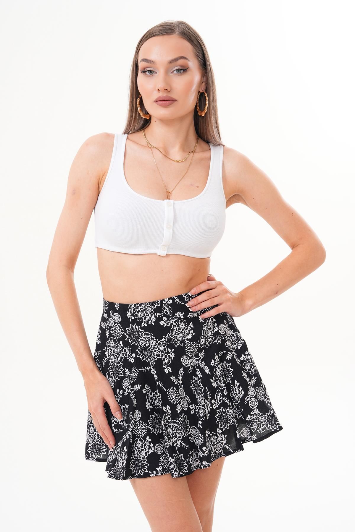 ŞİMAL-Fusta cu model pentru femei cu pantaloni scurți 250540 - 5