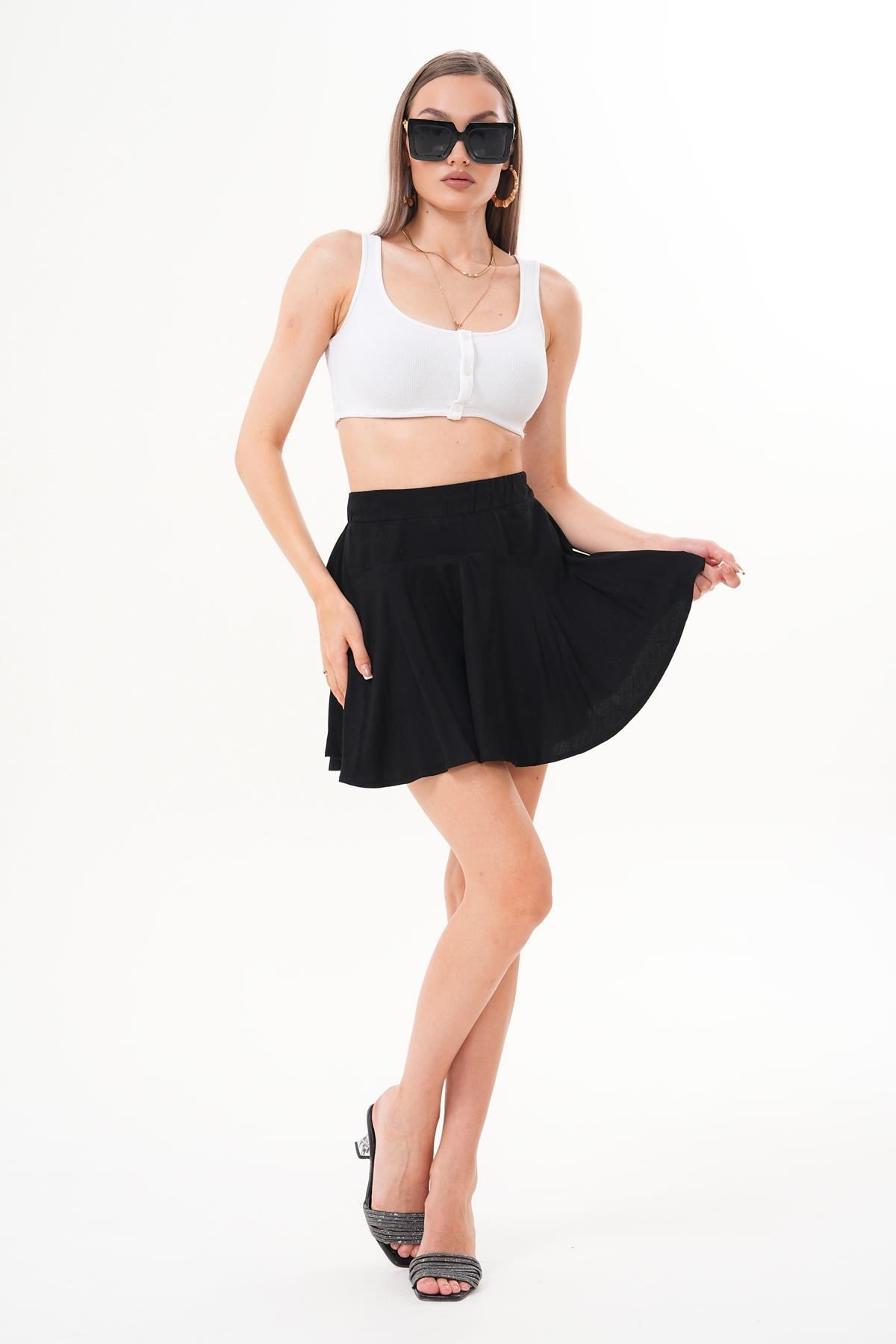 ŞİMAL-Fusta cu model pentru femei cu pantaloni scurți 250540 - 1