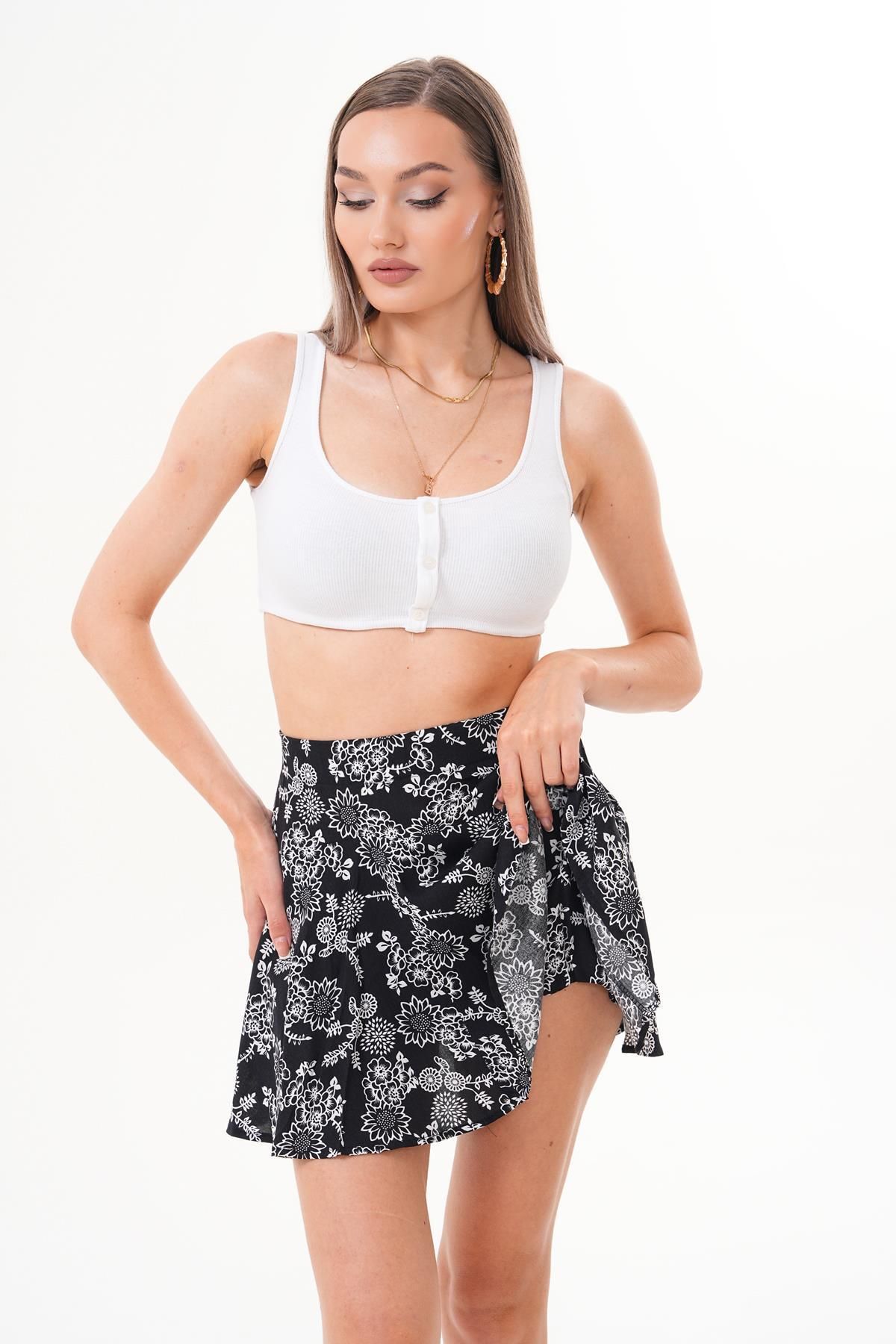 ŞİMAL-Fusta cu model pentru femei cu pantaloni scurți 250540 - 3