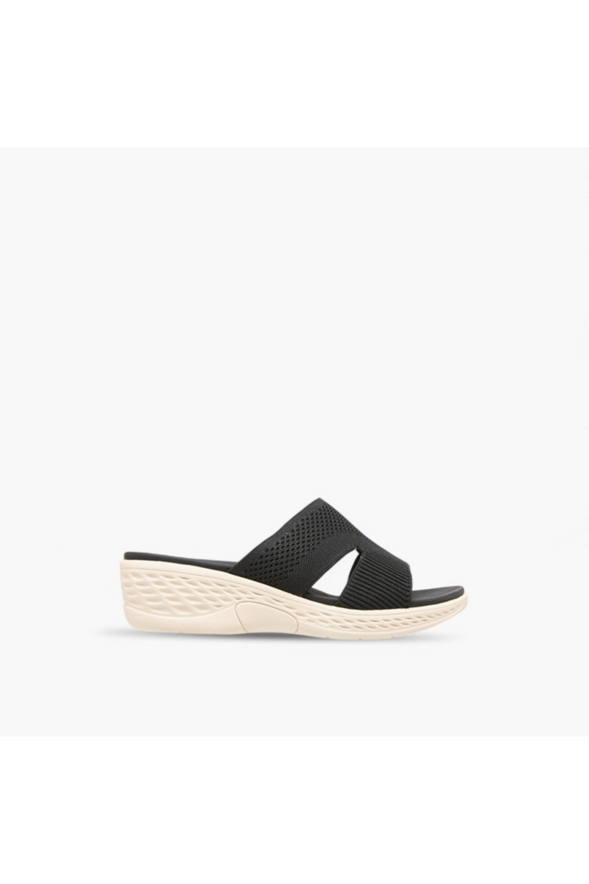 Flora Bella by Shoexpress-Textured Slip-On Sandals with Wedge Heels 3