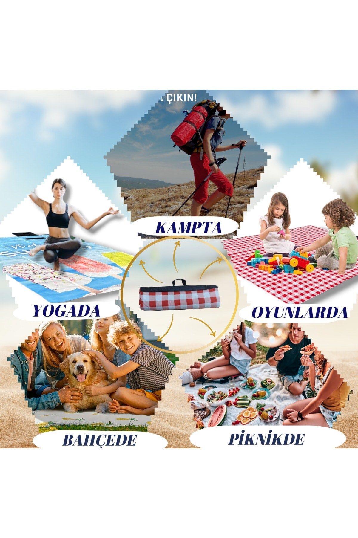 OULITE-Children's Beach Set Patterned Children's Mat and 2 Pieces of Sea Pasta Set 4