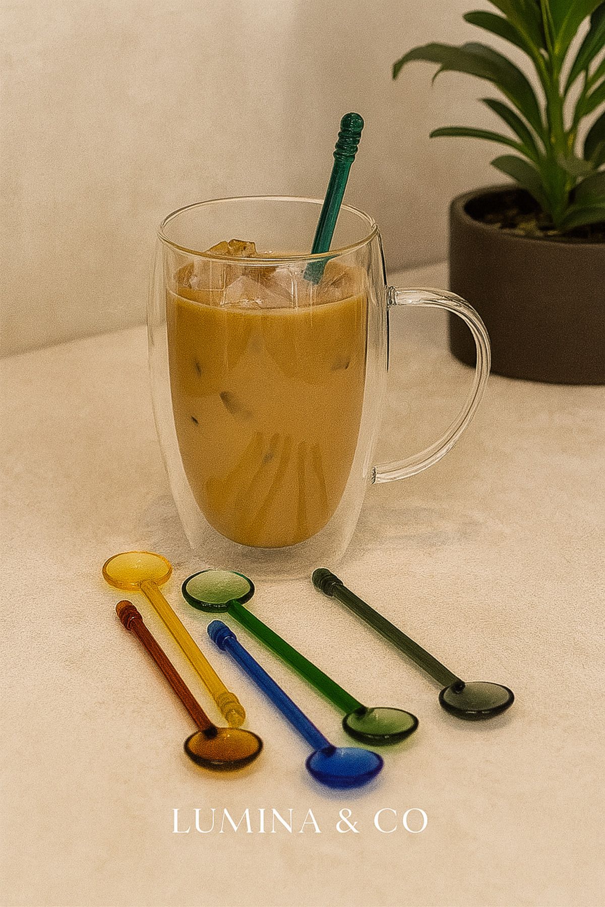 LUMİNA-Set of 6 Colorful Glass Mixing Spoon – Elegance and Functionality in One! 3