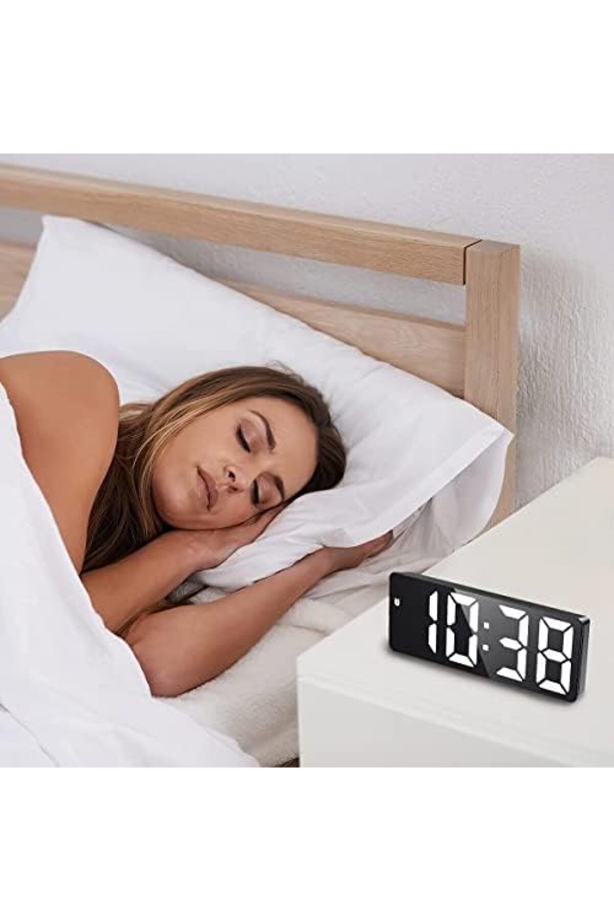 Generic-LinJie Digital Alarm Clock, Mirror Surface LED Electronic Clocks, Bedside Desk Table Clock, Suitable 6