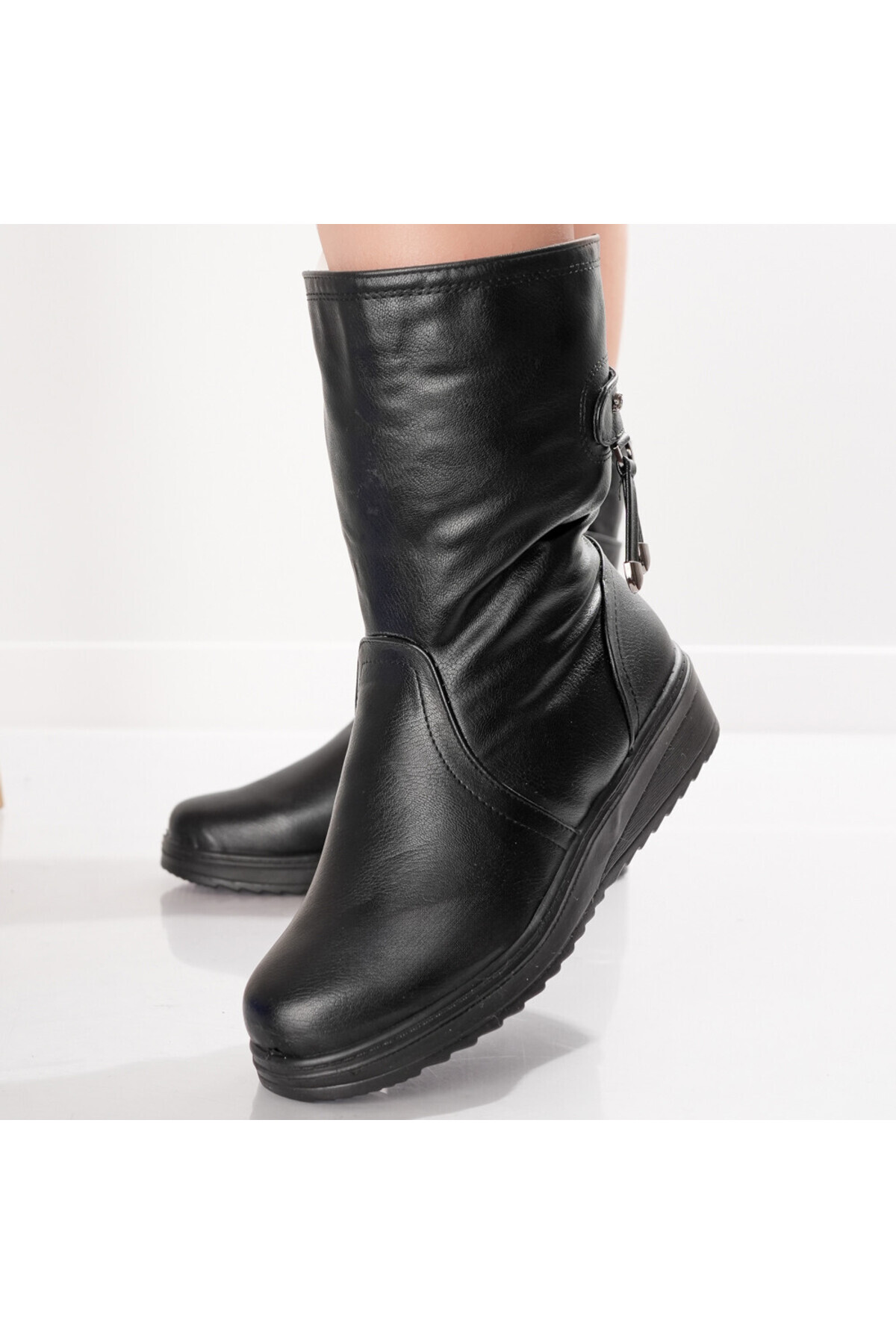 MODA STİL Ghete Dama Imblanite Negre Din Piele Ecologica Canla, 40 - 40