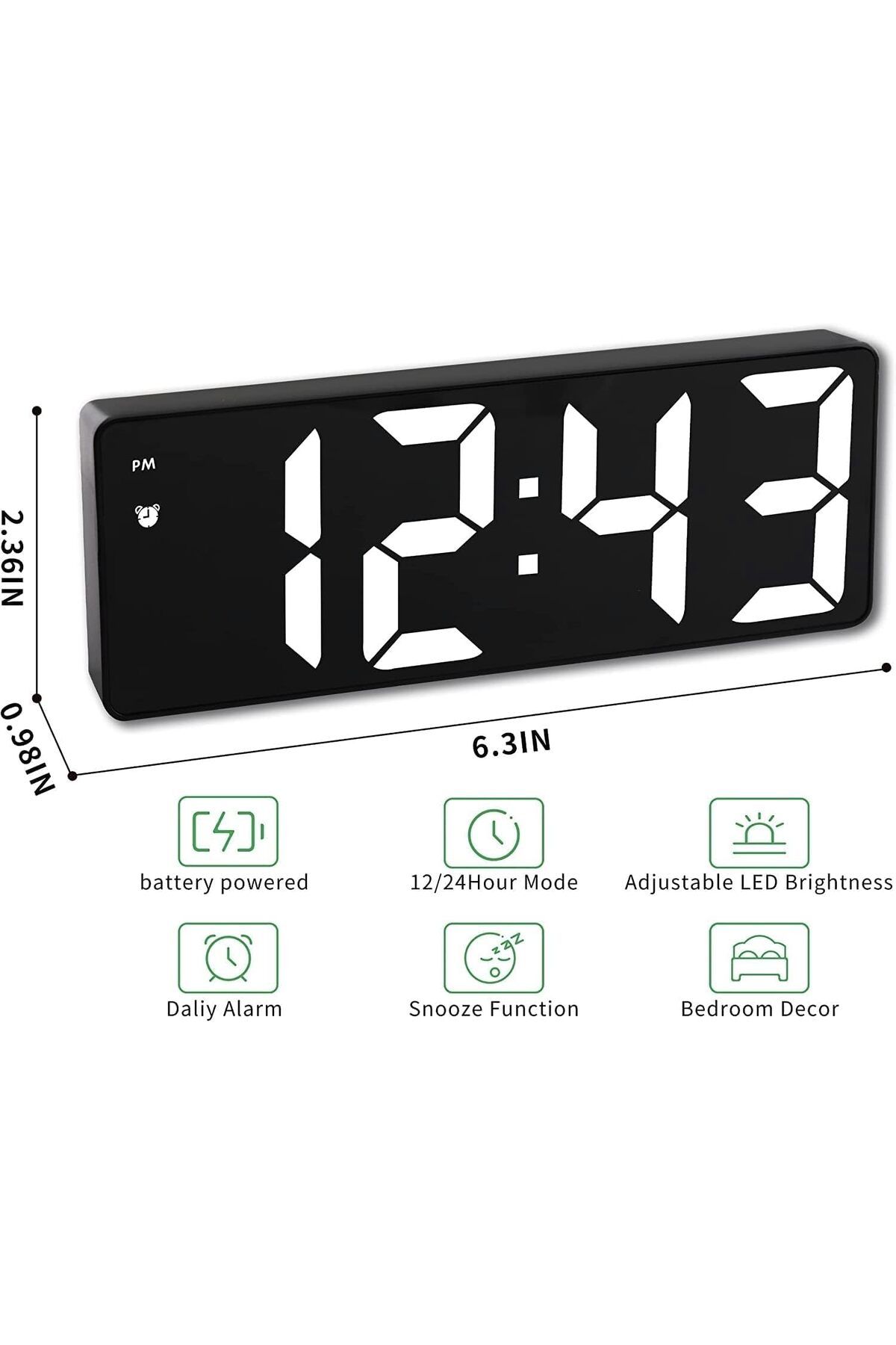 Generic-LinJie Digital Alarm Clock, Mirror Surface LED Electronic Clocks, Bedside Desk Table Clock, Suitable 4