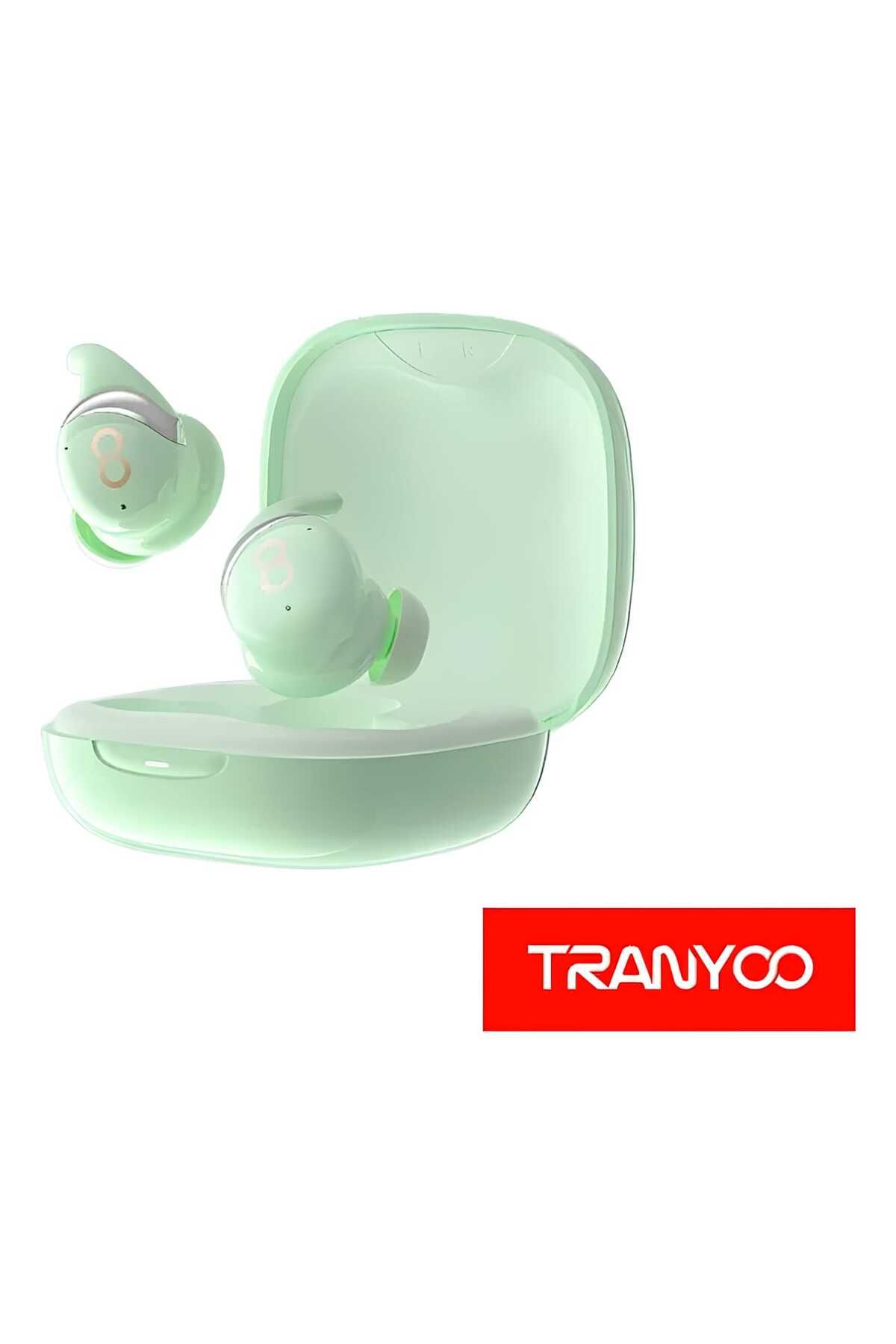 TRANYOO-سماعات رأس T-M3S صغيرة ومريحة بتقنية البلوتوث مع خاصية إلغاء الضوضاء النشطة باللون الأخضر 1