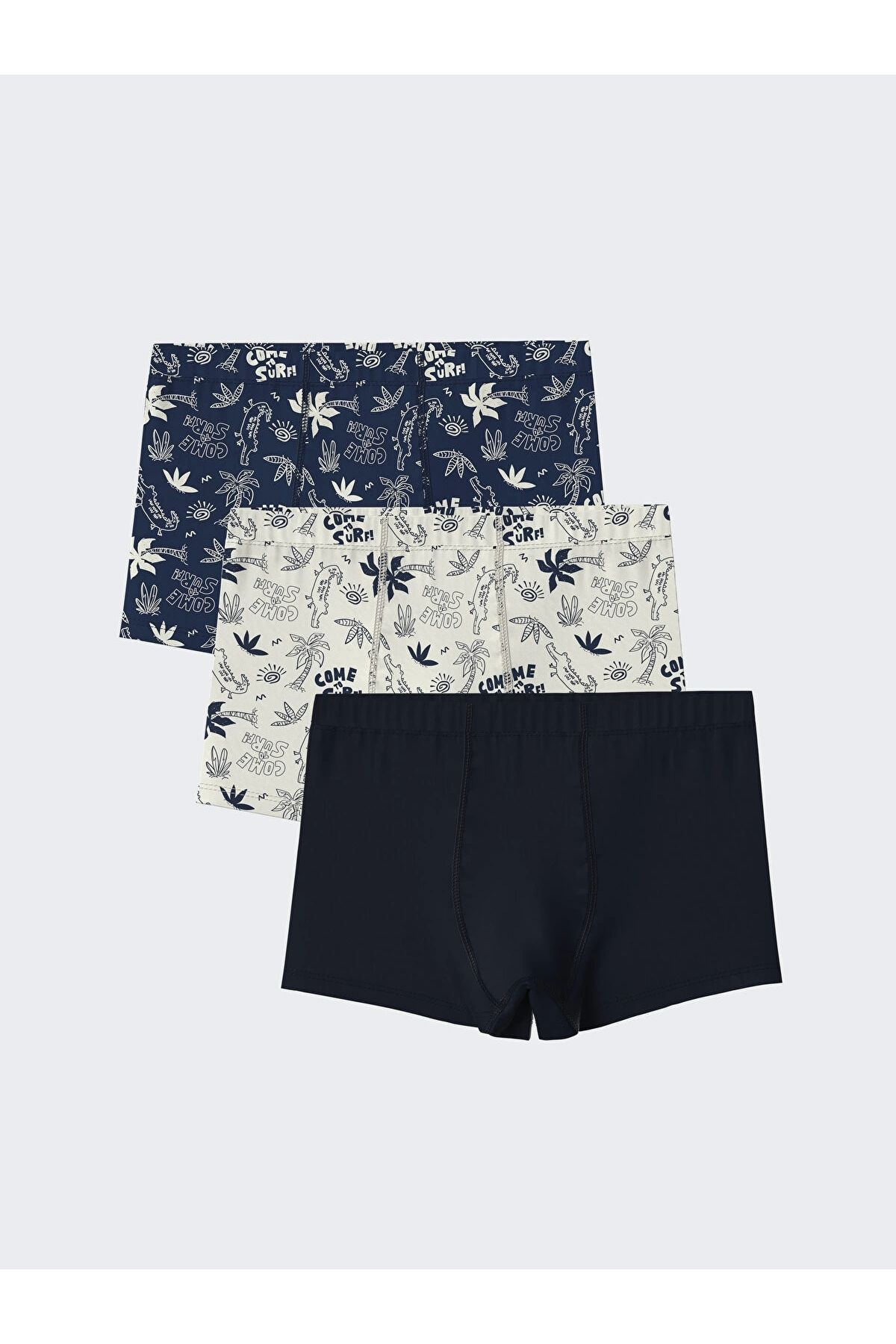 LC Waikiki-Lcw Kids Navy Blue Printed Boys' Boxers 3 Pcs 1