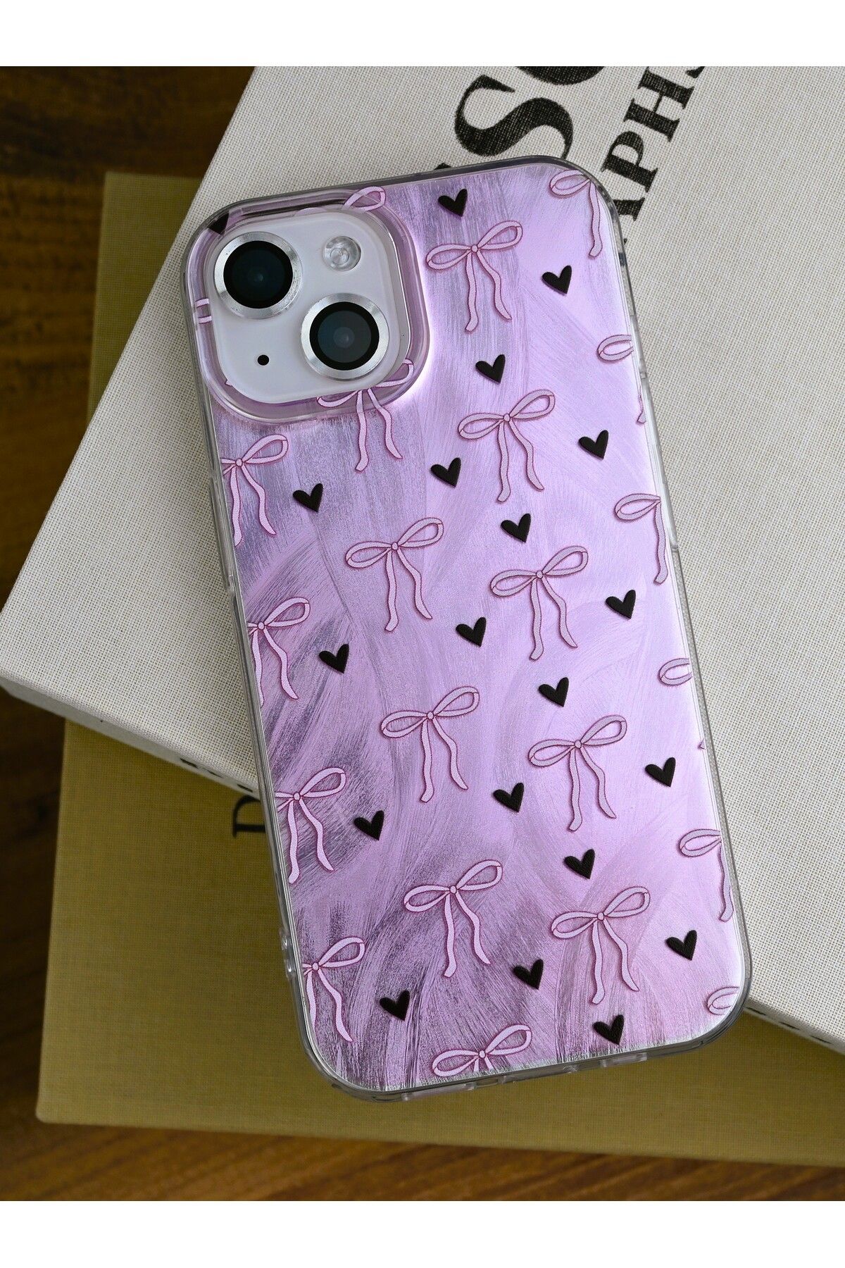 Go Aksesuar-iPhone 15 - 14 - 13 Compatible Shine Bow Color Gradient Glossy Design Silicone Case 3