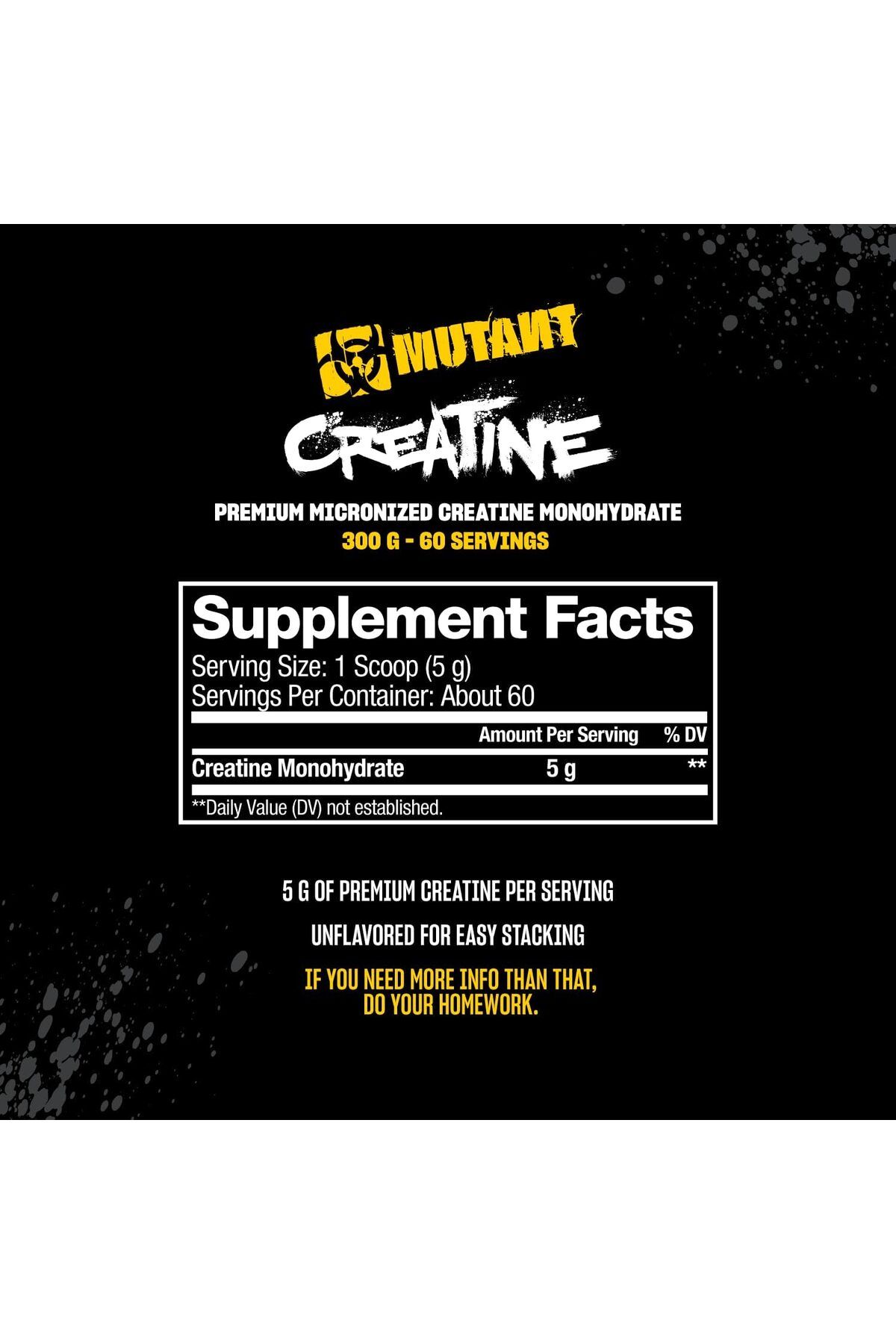 MUTANT-Micronize Creatine Monohydrate 300g - 60 Servings 2