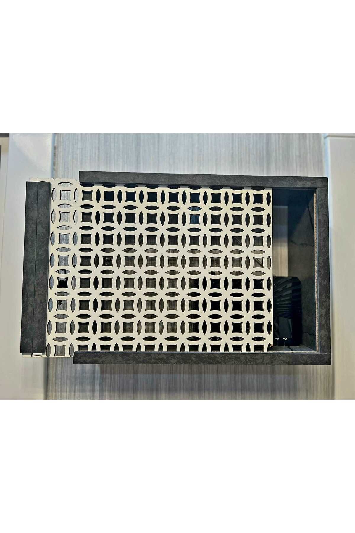 EMİZEY-Decorative Interlocking Marble Pattern Wall Hanging Insurance and Modem-Wifi Storage Box 30X40Cm 4