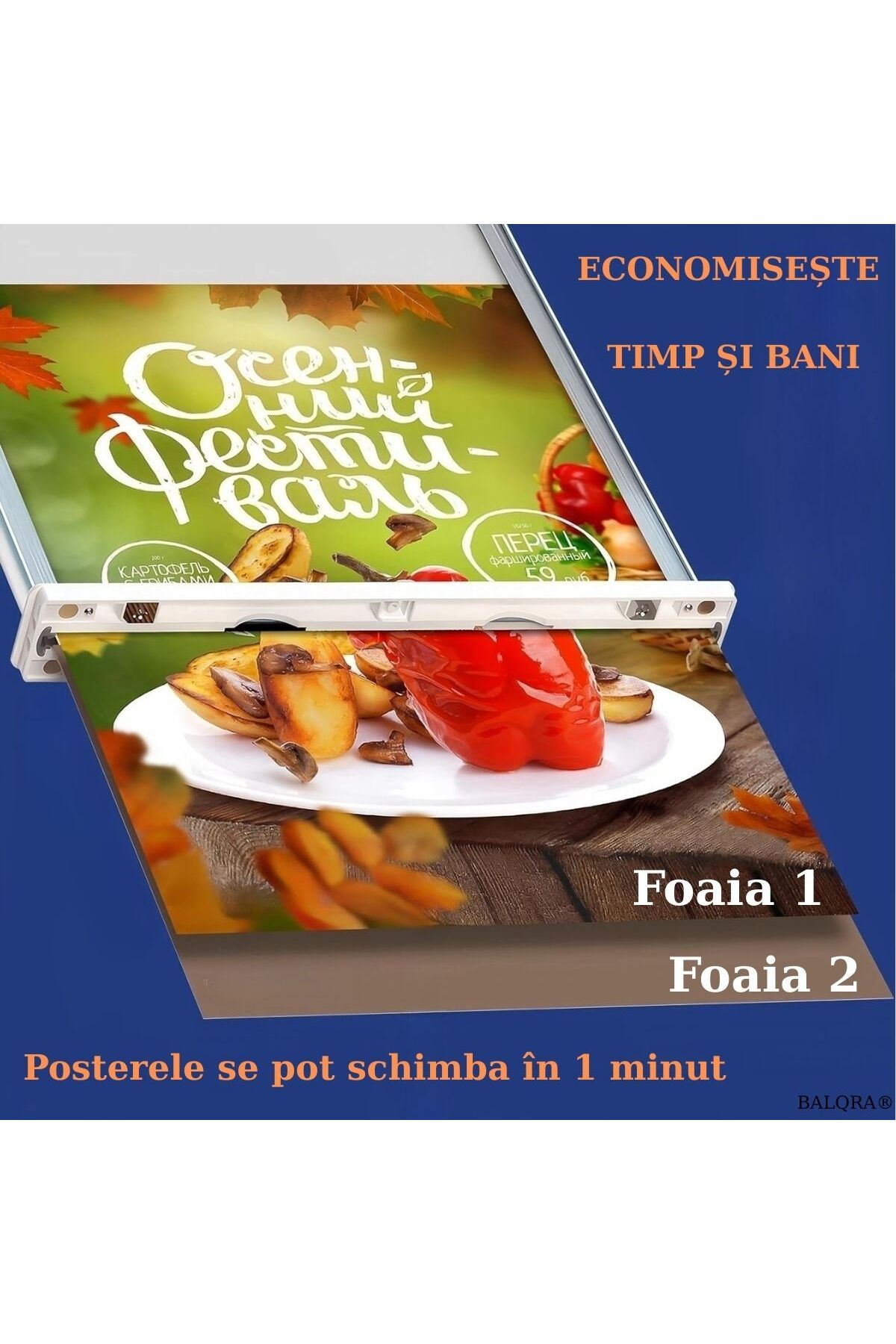 BALQRA-Poster stand, LED light advertising in A4 format, Rechargeable battery, Front and back display 4