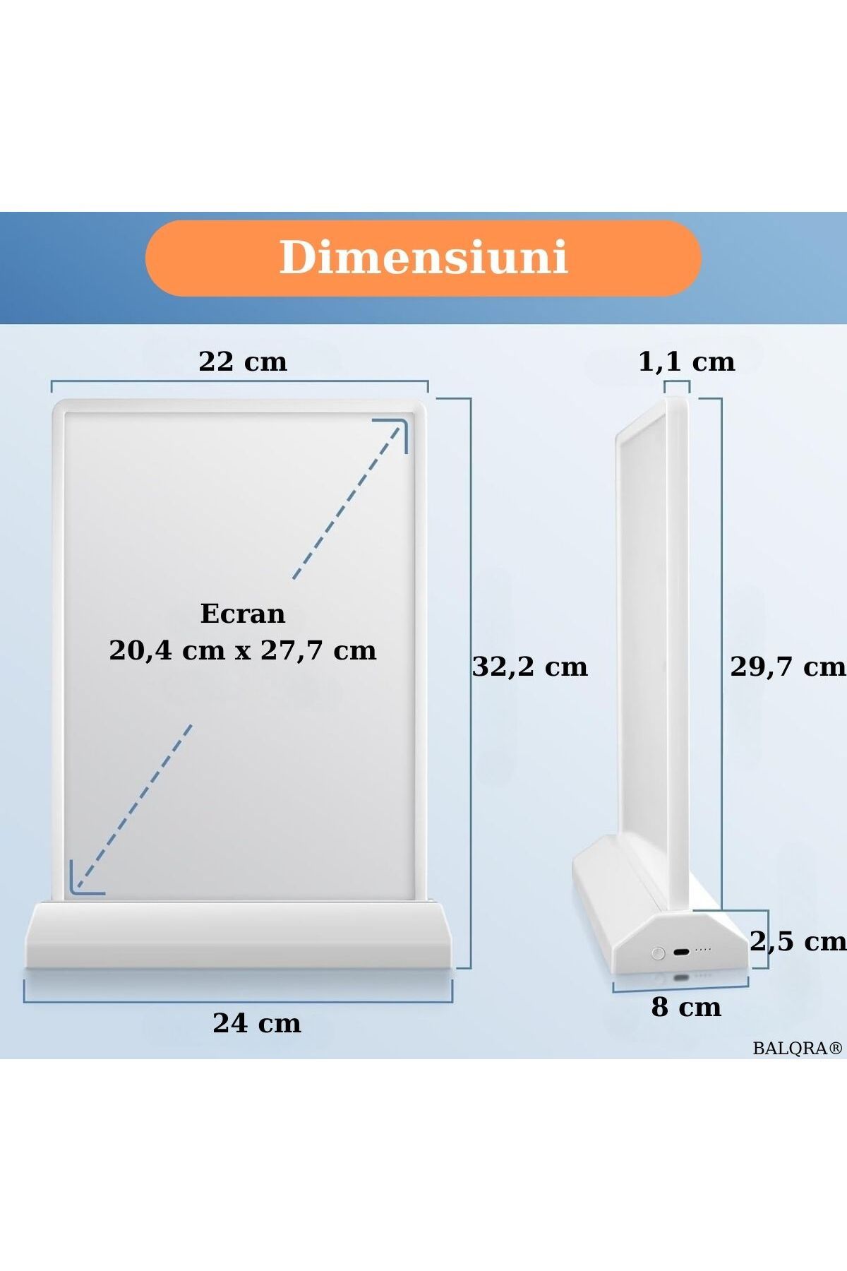 BALQRA-Poster stand, LED light advertising in A4 format, Rechargeable battery, Front and back display 8