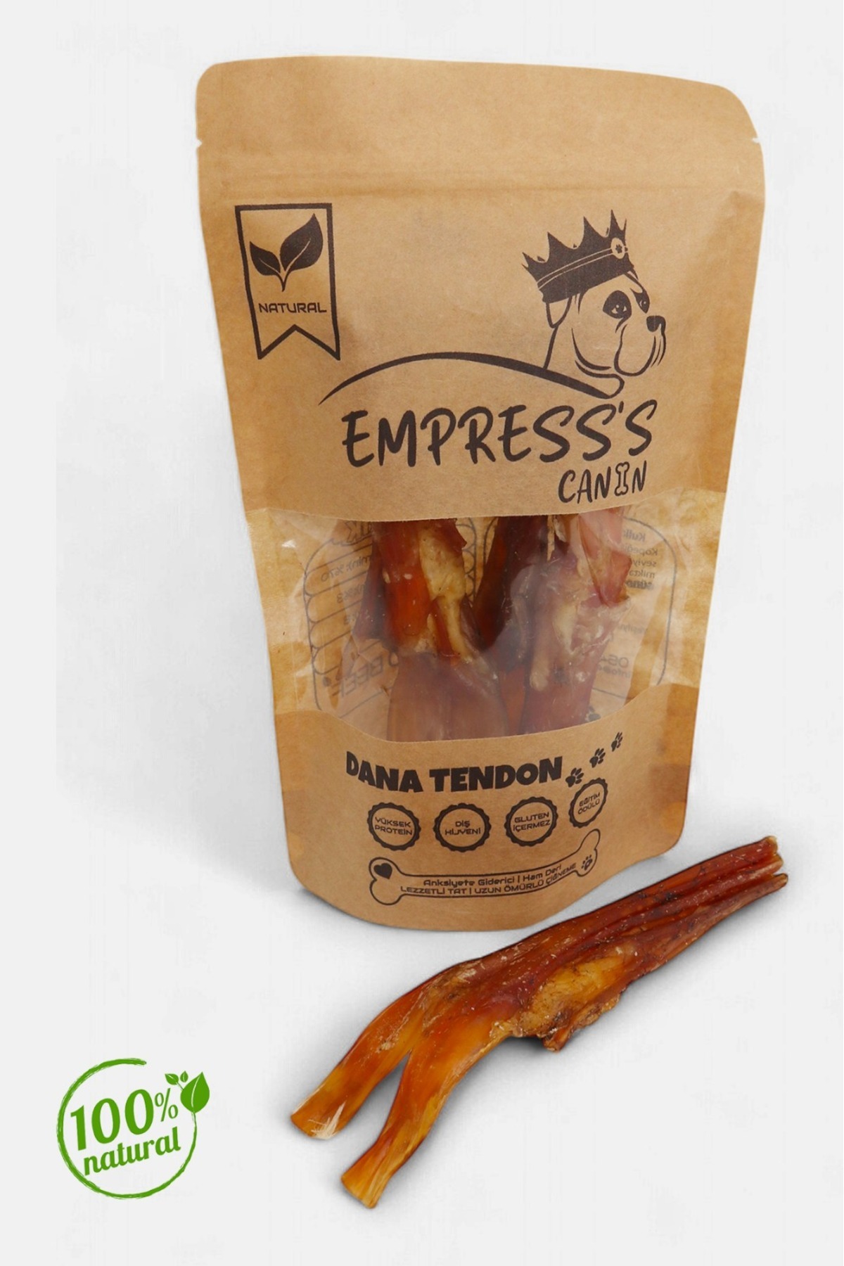 EMPRESS'S CANIN Dana tendon Çiğnemelik Köpek Ödül Maması, %100 Doğal/Glutensiz 100gr