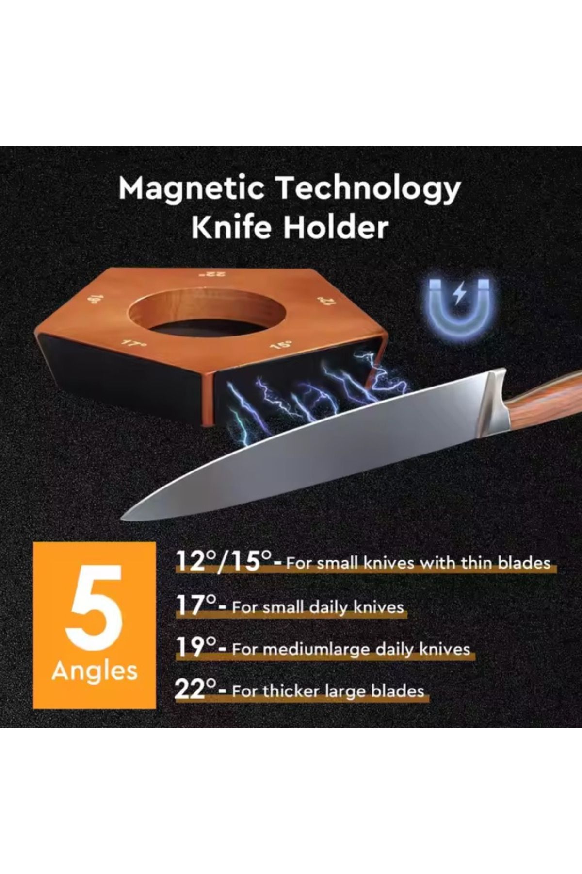 Lommad-Magnetic Knife Sharpener, 5 Sharpening Angles, Coarse and Fine Sharpening, Non-Slip Base 2