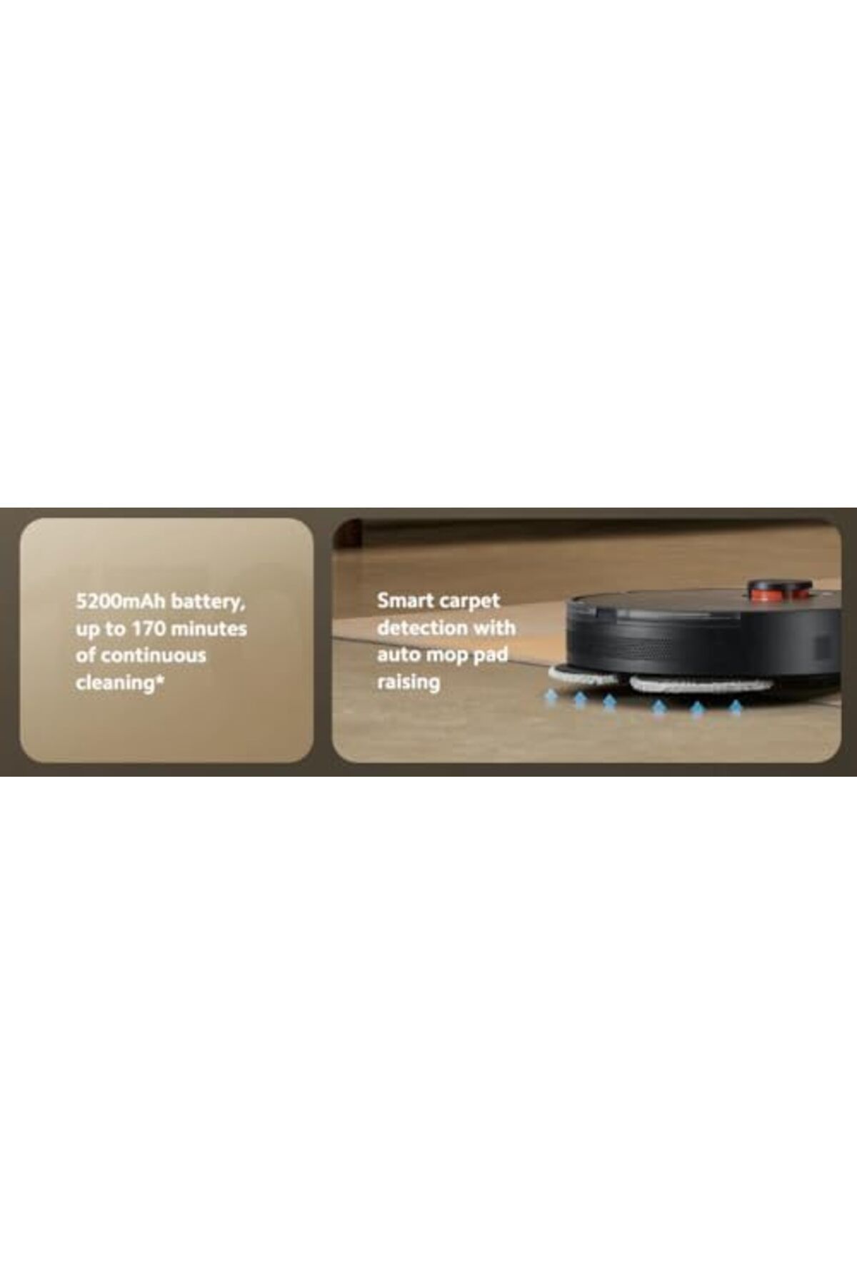 Xiaomi-Robot Vacuum S20+（Black） with Auto-Raising Mop & Smart Carpet Detection, 6000Pa Suction, 3