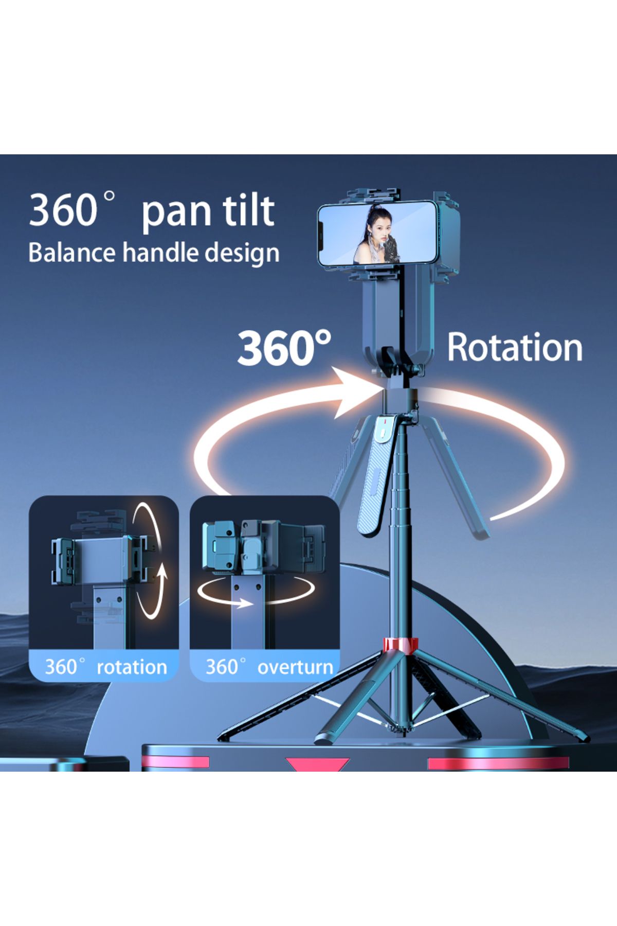 Generic-Extendable Selfie Stick Tripod with360°Rotation&Remote Control–Stable Design&Multi-Device Compatible 2