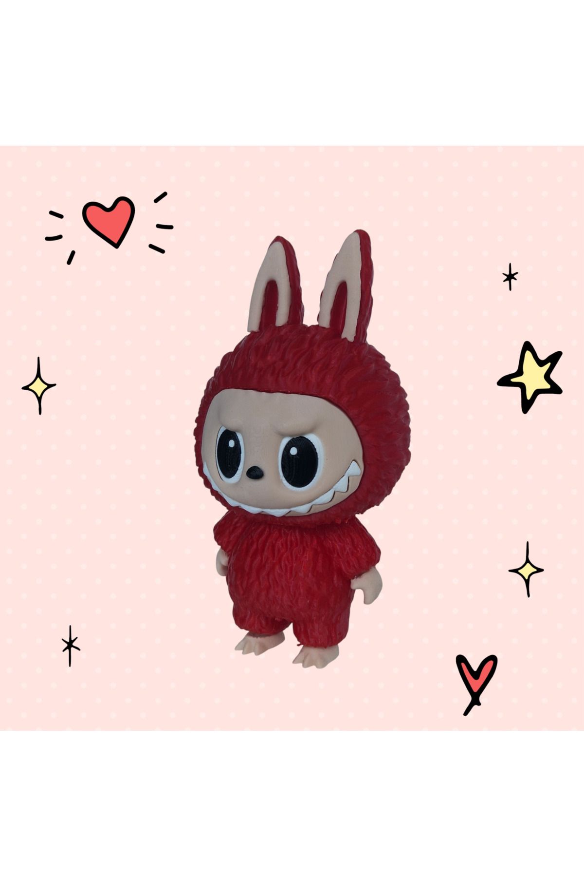 3DONE MODELS-Labubu Figurine – Collectible Character, 3D Printed, Red, Geek Decor & Unique Gift 2