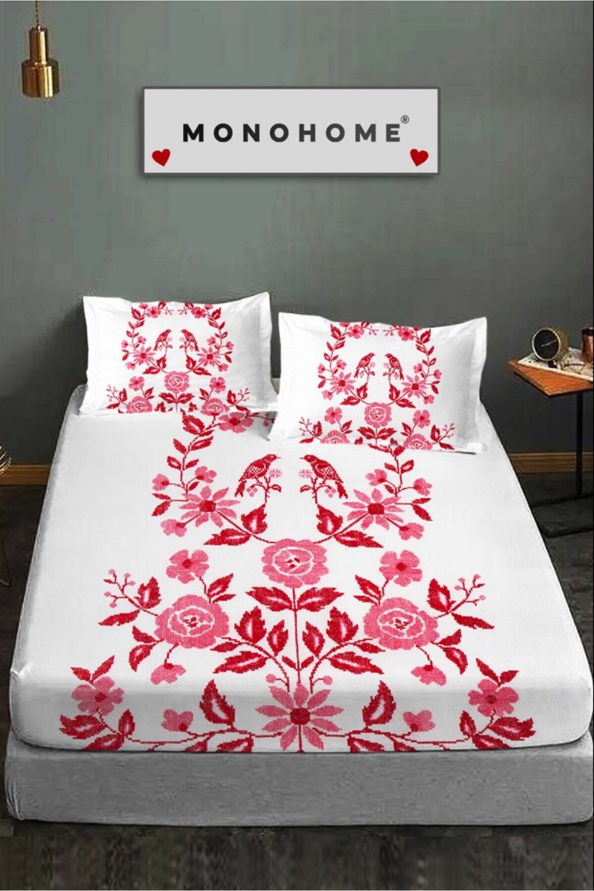 MonoHome-100% Cotton Fitted Sheet Special Design 5D Digital 60 Wire Cross Stitch 1