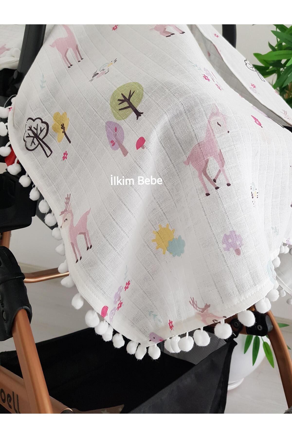 ilkimbebe-Gazelle Pompom Baby Stroller Cover 4