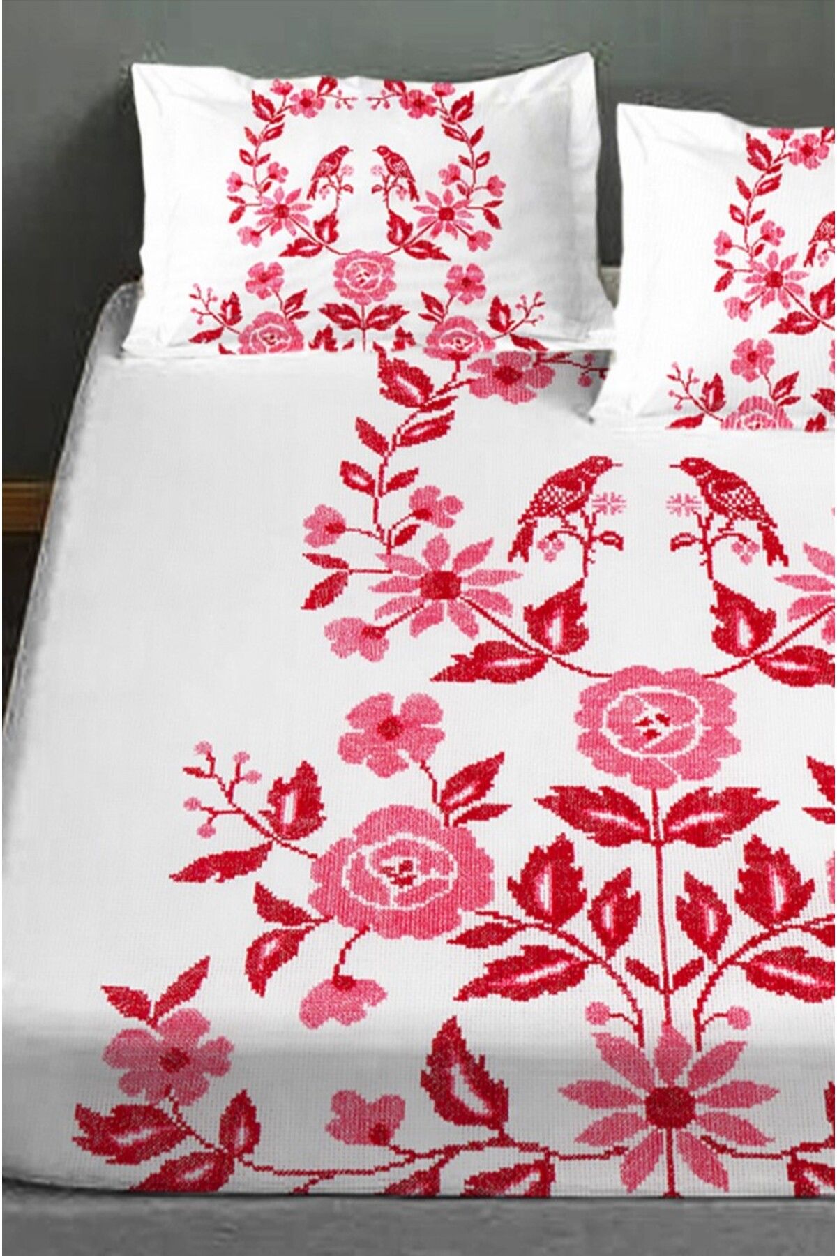 MonoHome-100% Cotton Fitted Sheet Special Design 5D Digital 60 Wire Cross Stitch 4