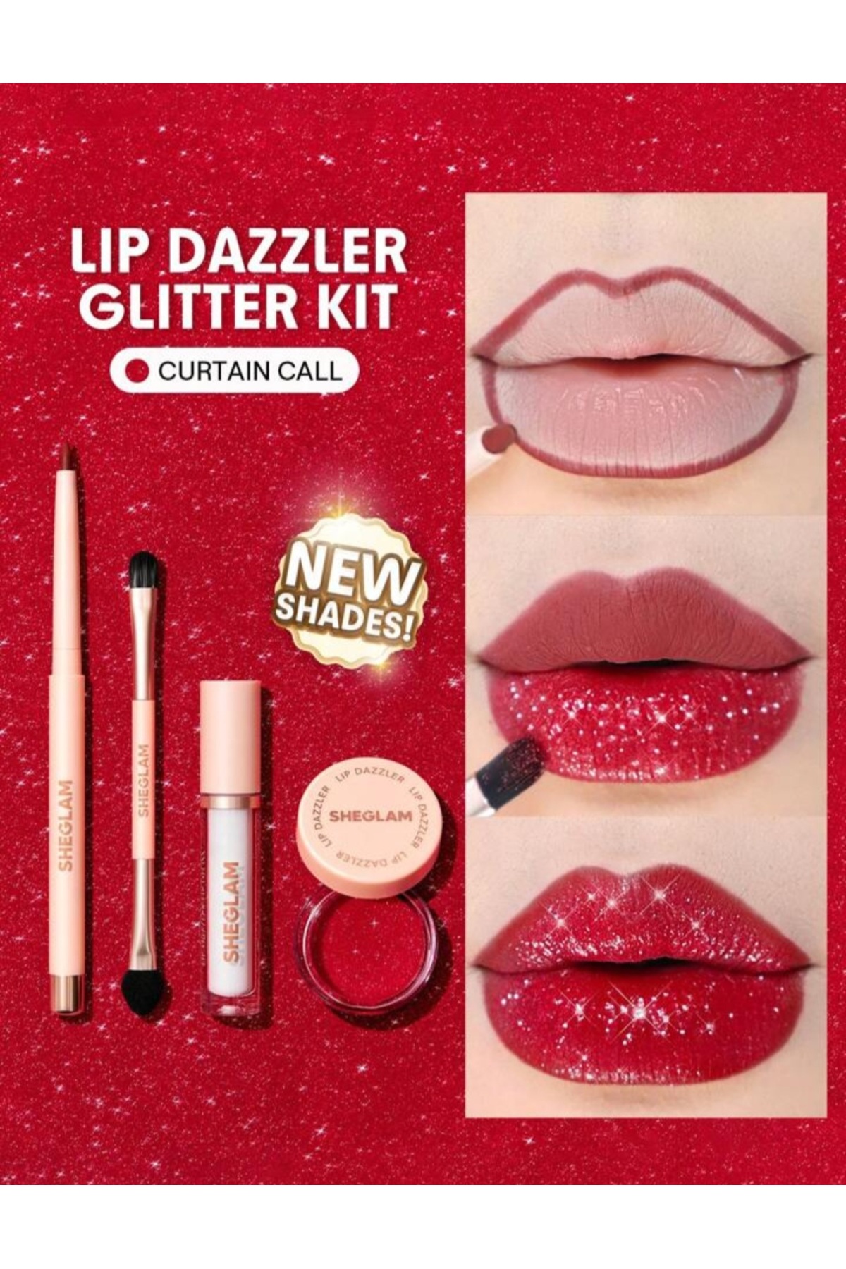 SHEGLAM Lip Dazzler Glitter Kit - Curtain Call - Fiyatı, Yorumları