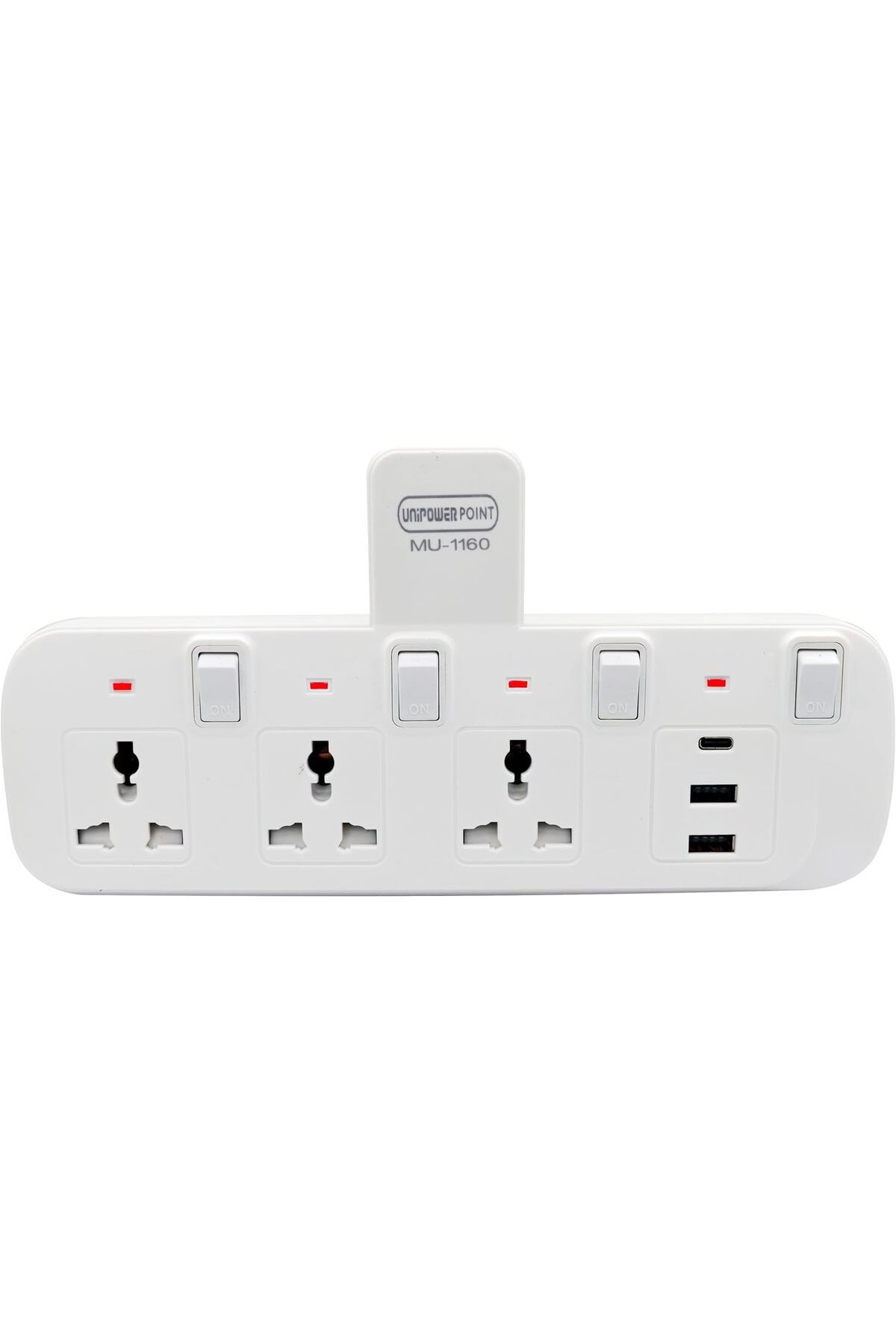 UNIPOWER-Multi-Socket Extension Wall Adapter 6-in-1 with 2 Universal Sockets, 2 USB Ports, and 1 Typ 1
