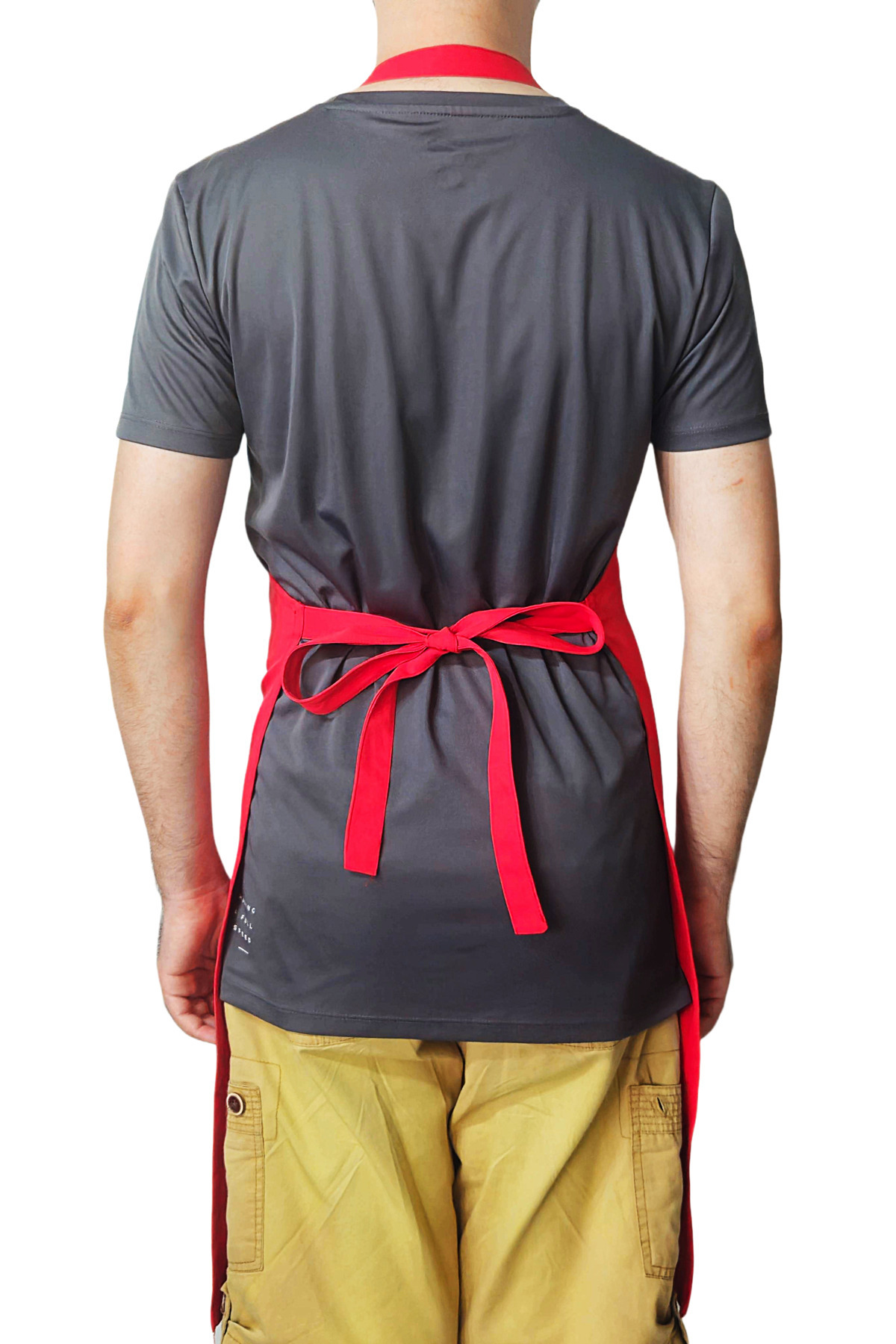 Ant Rotagrup Üniforma ve İş Elbiseleri-Adjustable Length Pocketless Red Kitchen Restaurant Chef Apron 2