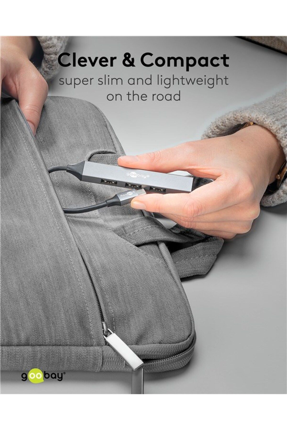 goobay-Slim 4-Port USB Hub, USB-C to USB-A, 5 Gbit/s | 74457 4