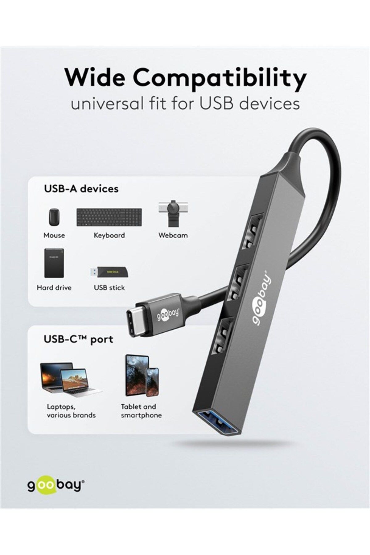 goobay-Slim 4-Port USB Hub, USB-C to USB-A, 5 Gbit/s | 74457 6